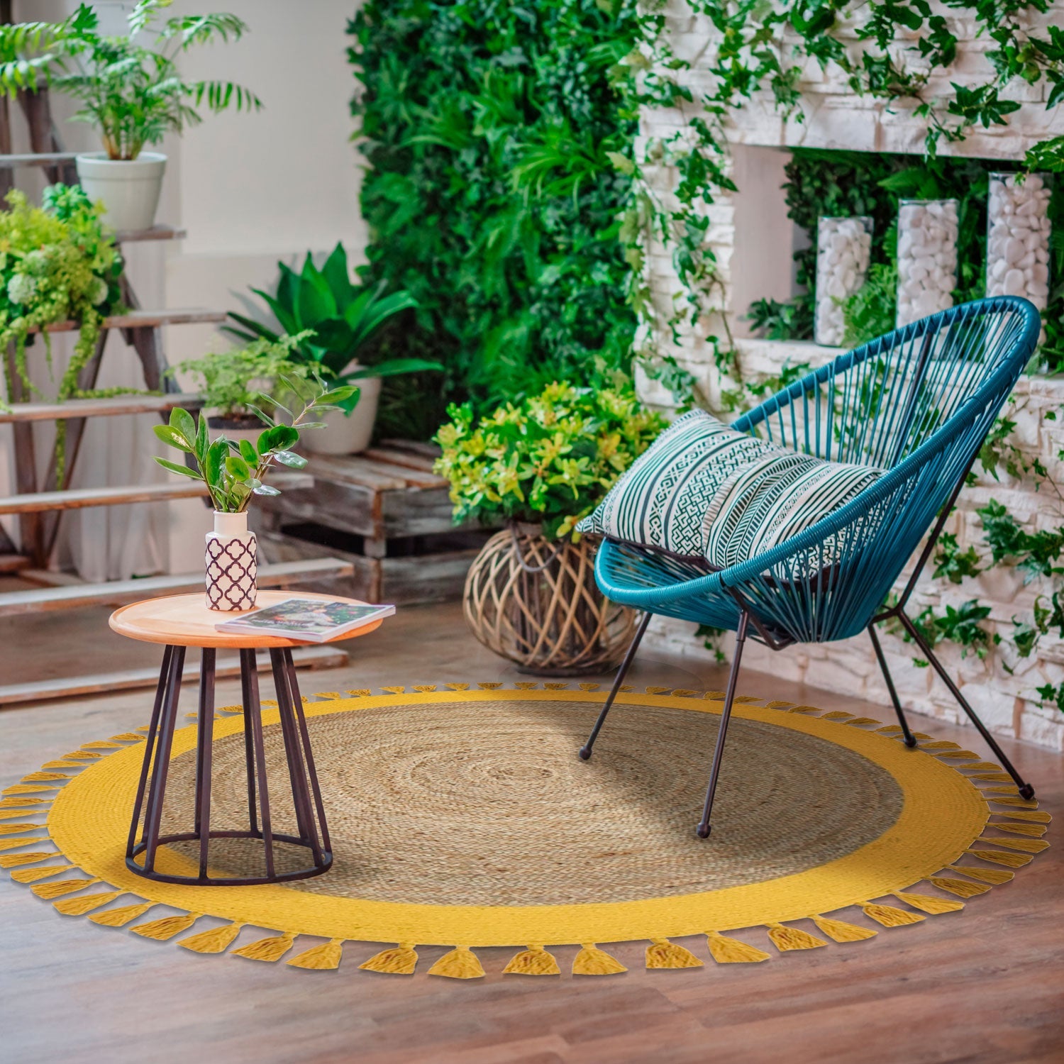 Alfombra Yute Red. Malibu 150X150 Amarillo DIB