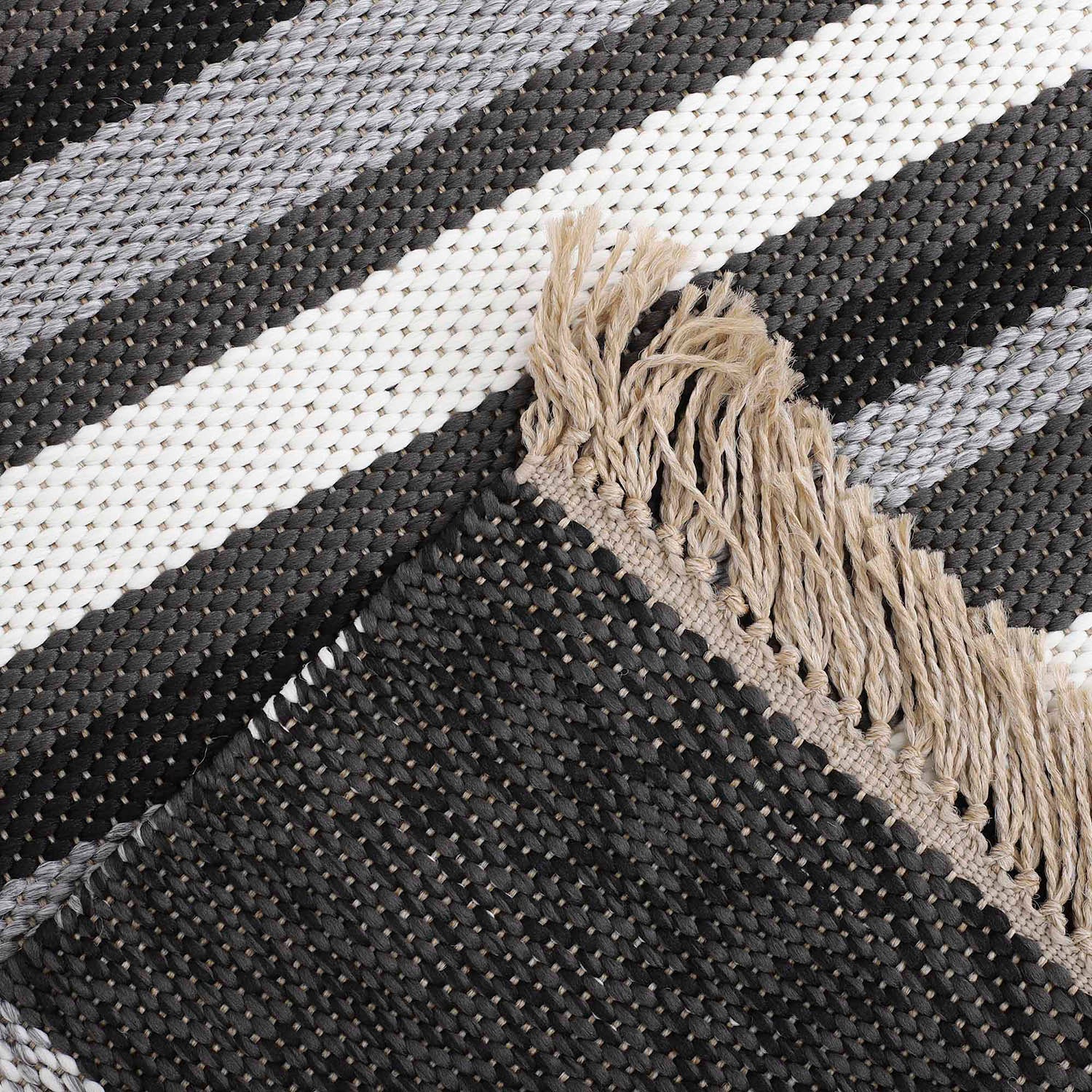 Alfombra Natural Stripe 160X230 Negro 252893 DIB