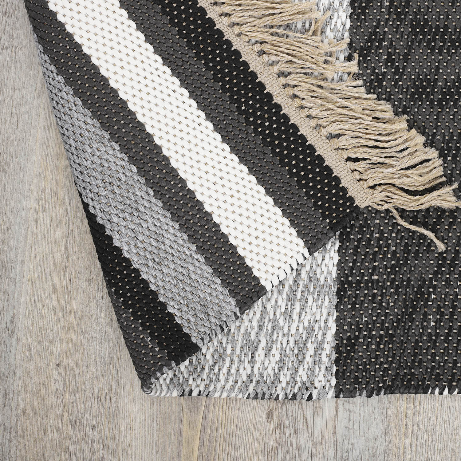 Alfombra Natural Stripe 160X230 Negro 252893 DIB
