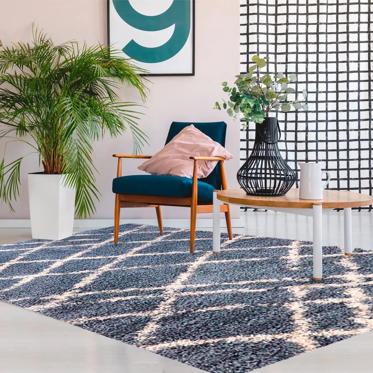 Alfombra Shaggy Design 180X275 Azul DIB