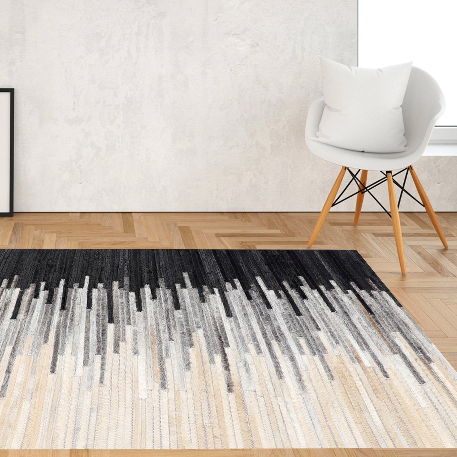 Alfombra Leather Patch Design 160X230 Negro/Gris/Beige DIB