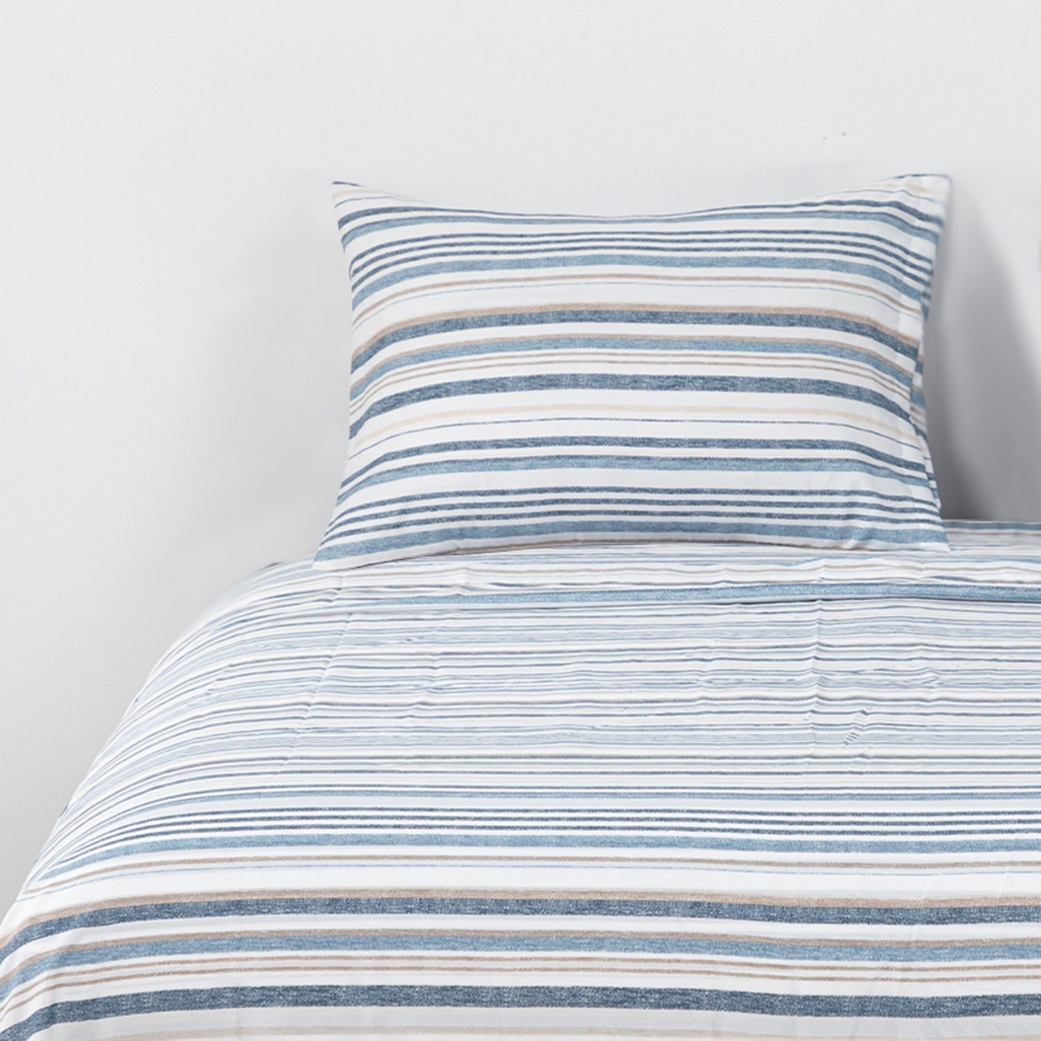 Sabanas Microfibra 1.5 Plaza Lineas Azul /  Beige DIB