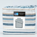 Sabanas Microfibra 1.5 Plaza Lineas Azul /  Beige DIB