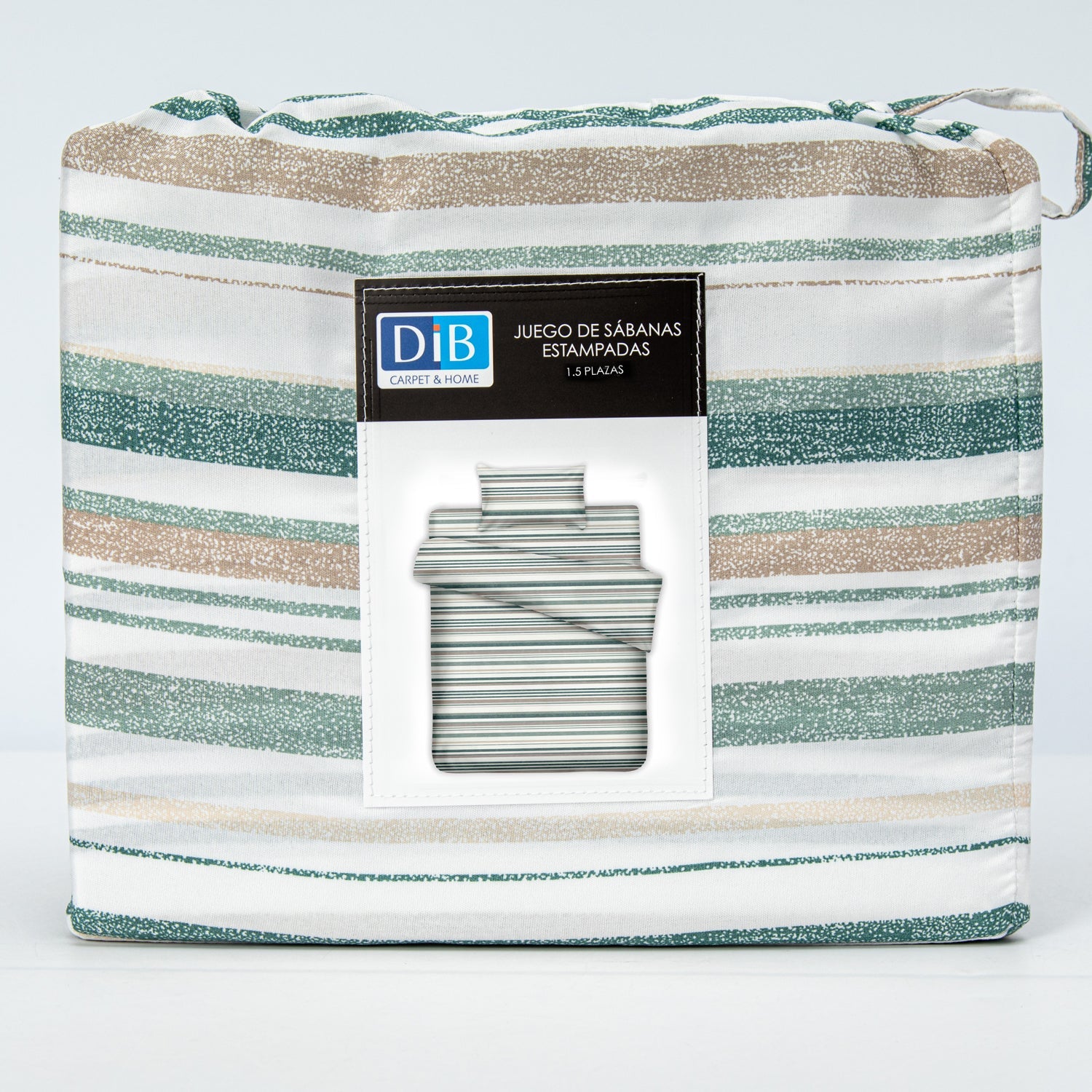 Sabanas Microfibra 1.5 Plaza Lineas Verde DIB
