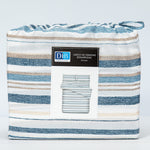 Sabanas Microfibra 2 Plaza Lineas Azul /  Beige DIB