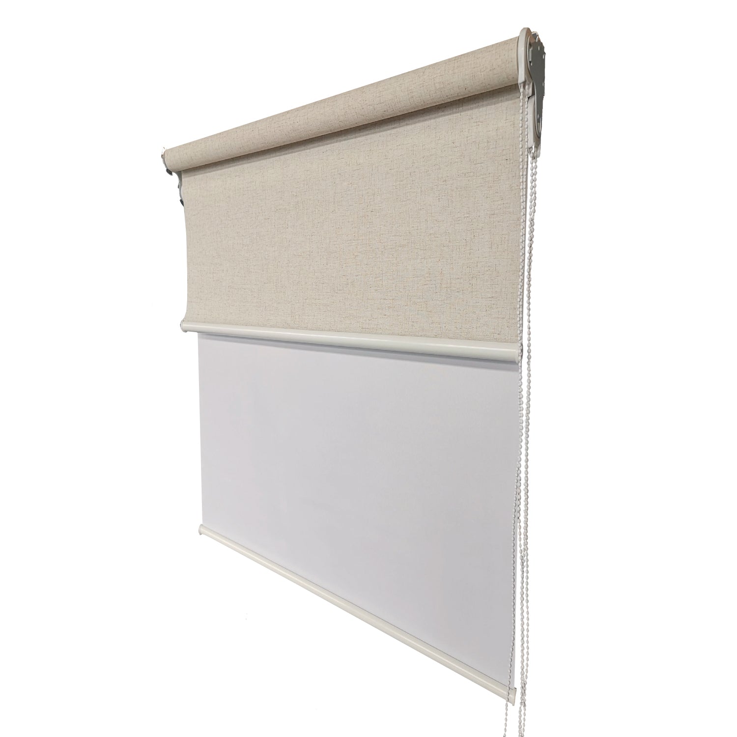 Cortina Roller Doble Black Out +Tela Lino 120X230 Ivory DIB