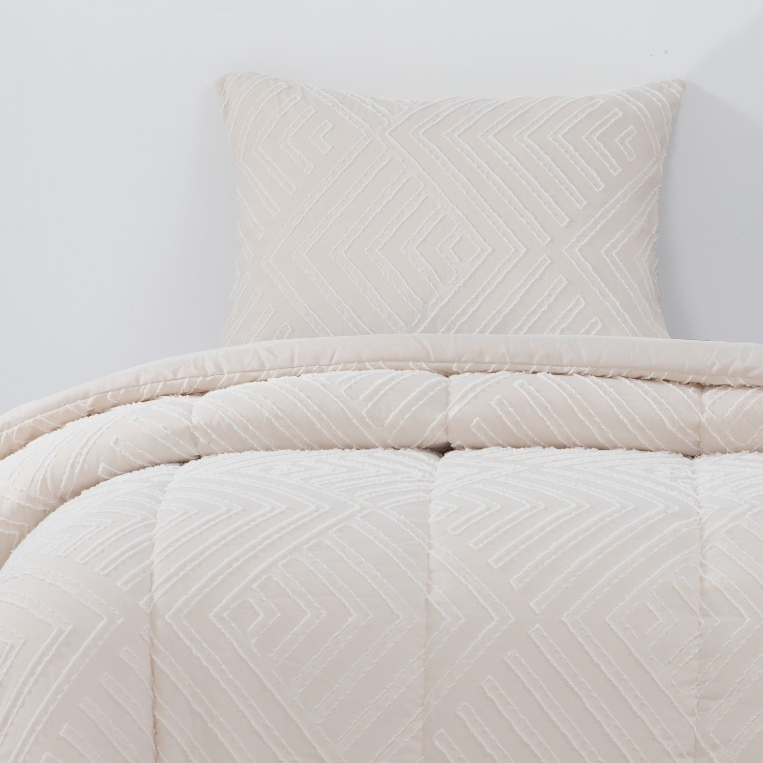 Plumon Jacquard 1.5 Plaza Flechas Beige DIB