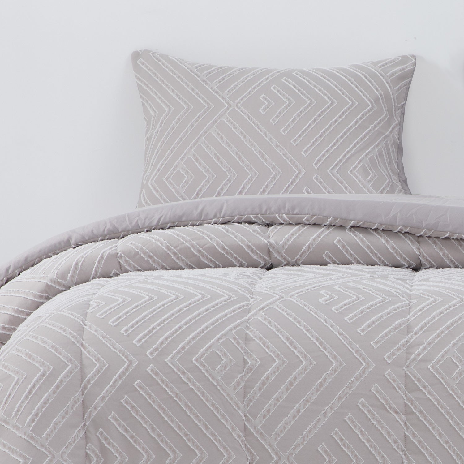 Plumon Jacquard 1.5 Plaza Flechas Gris DIB