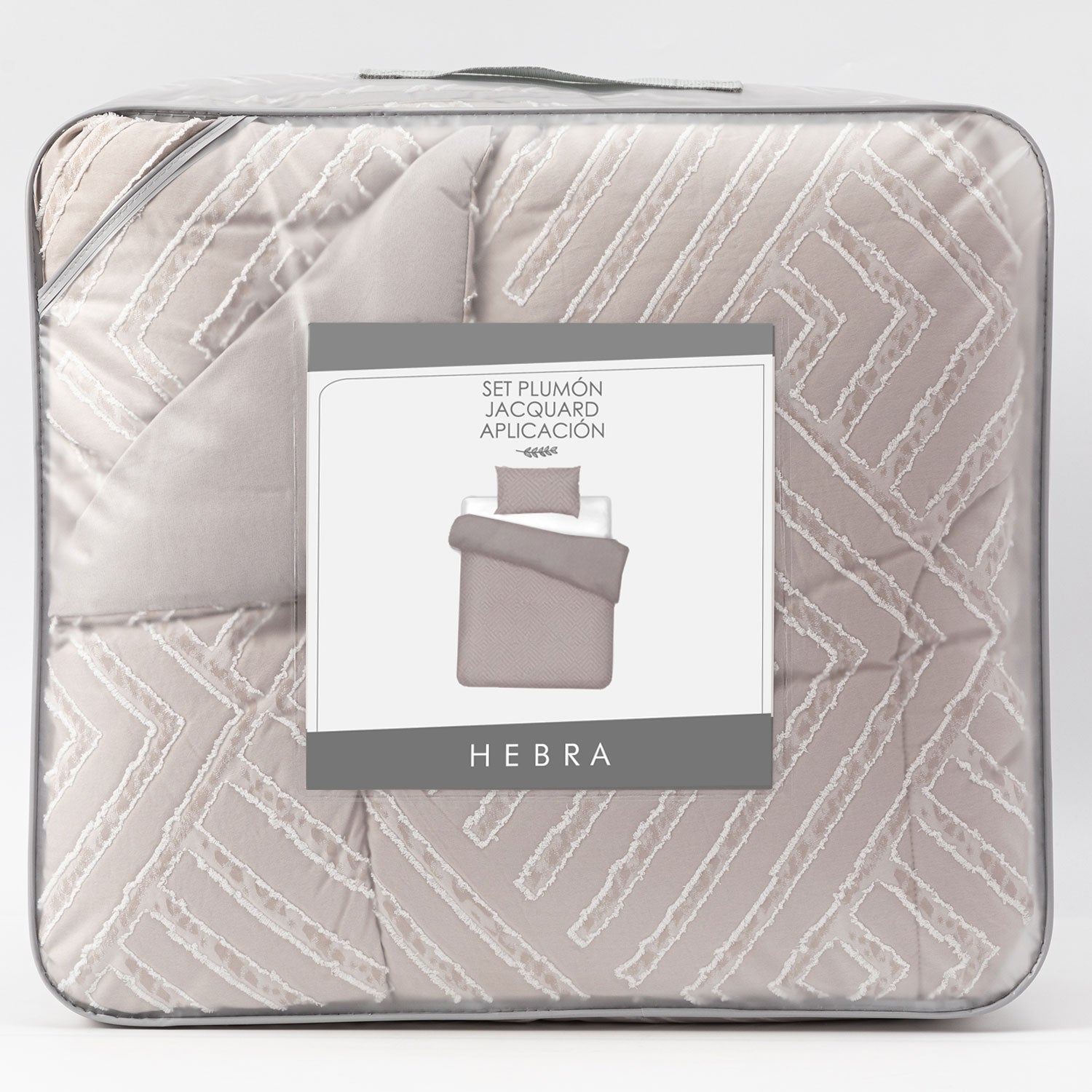 Plumon Jacquard 1.5 Plaza Flechas Gris DIB