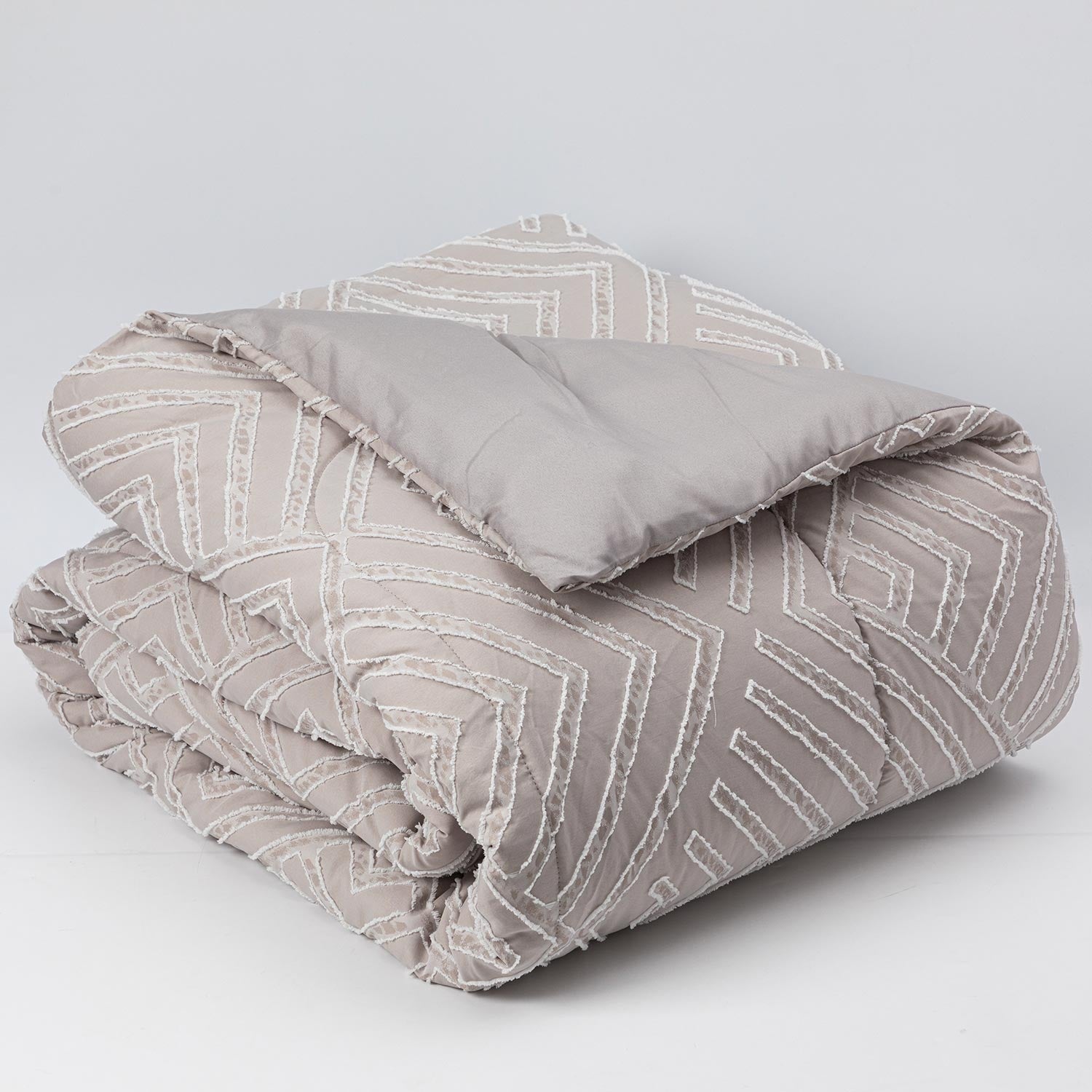 Plumon Jacquard 1.5 Plaza Flechas Gris DIB