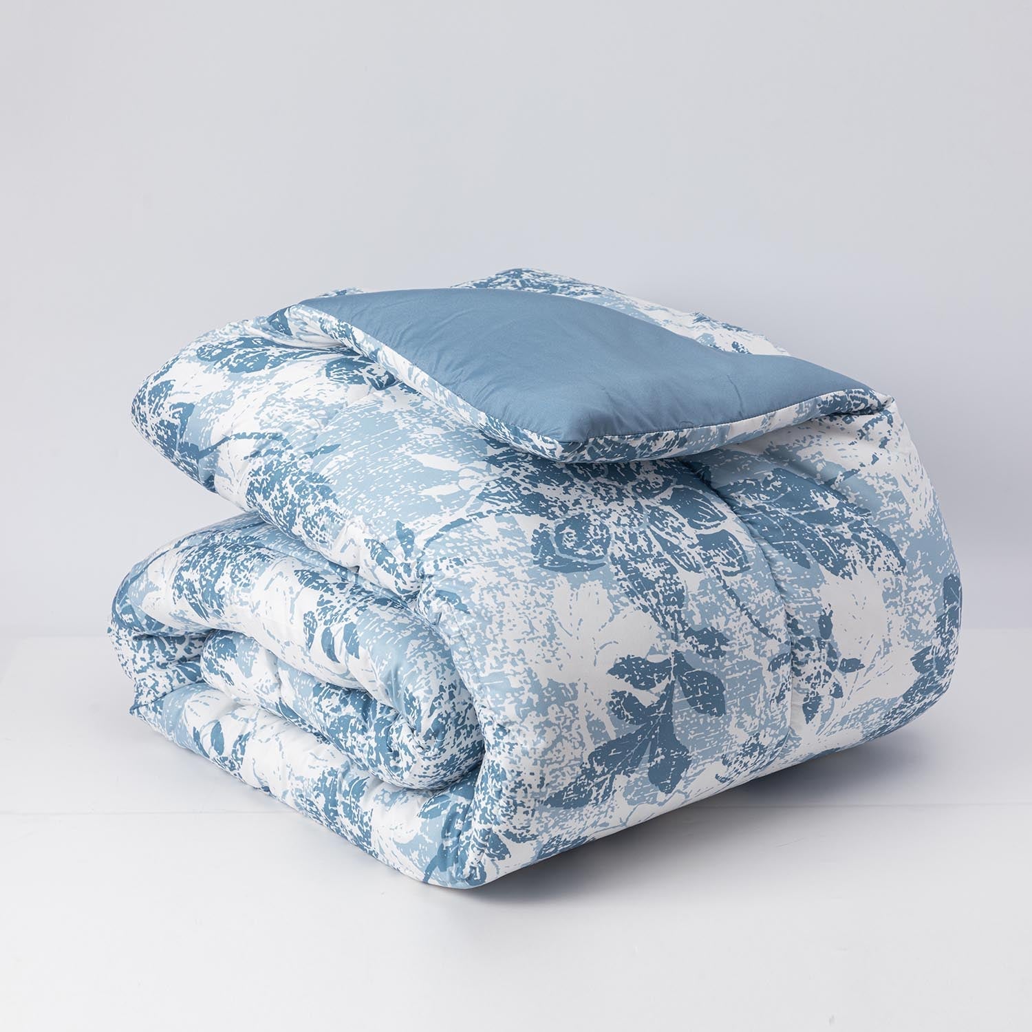 Plumon Reversible 1.5 Plaza  Flores Azul DIB