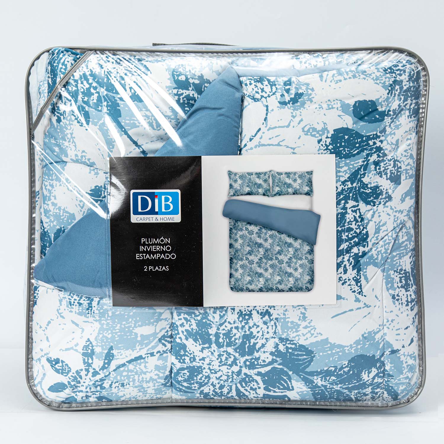 Plumon Reversible 2 Plazas  Flores Azul DIB