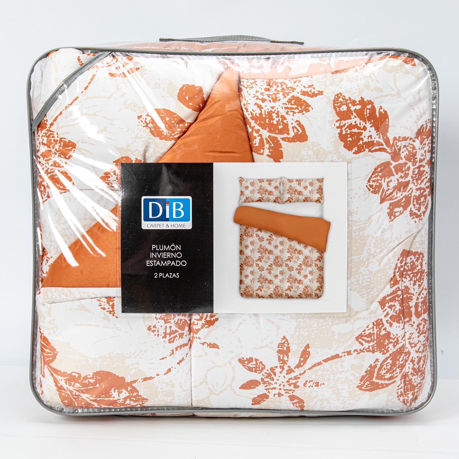 Plumon Reversible 2 Plazas Flores Terracota DIB