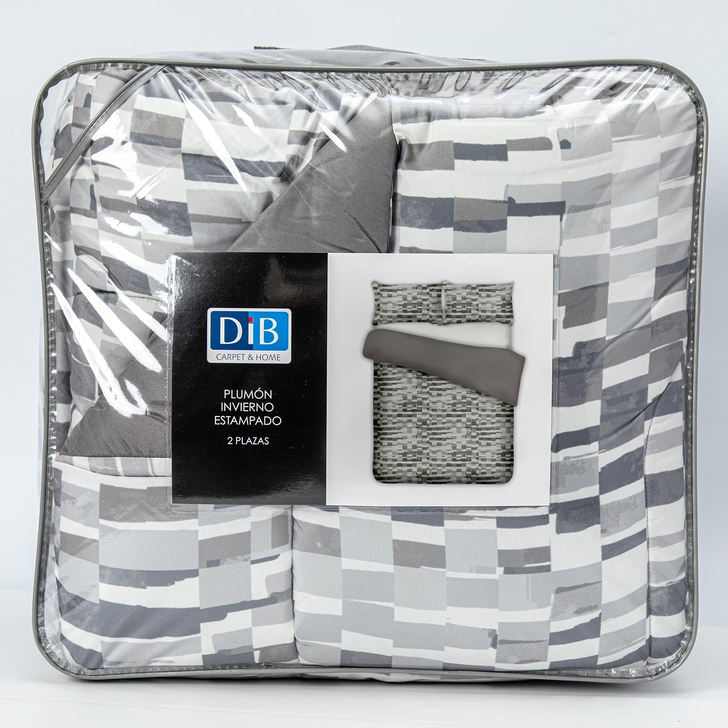 Plumon Reversible 2 Plazas Ladr. Gris DIB