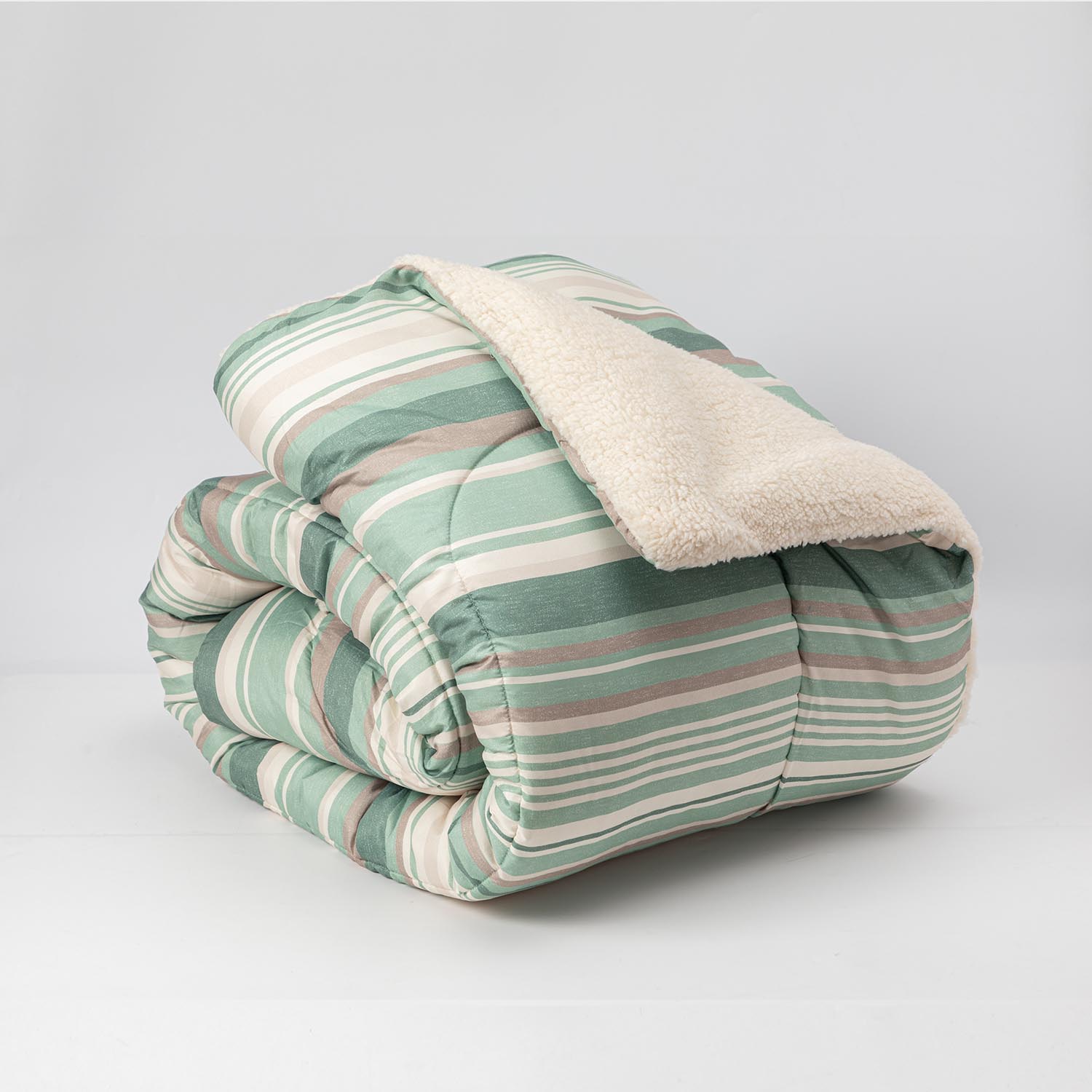Plumon  Reversible Sherpa 1.5 Plaza Lineas Verde DIB
