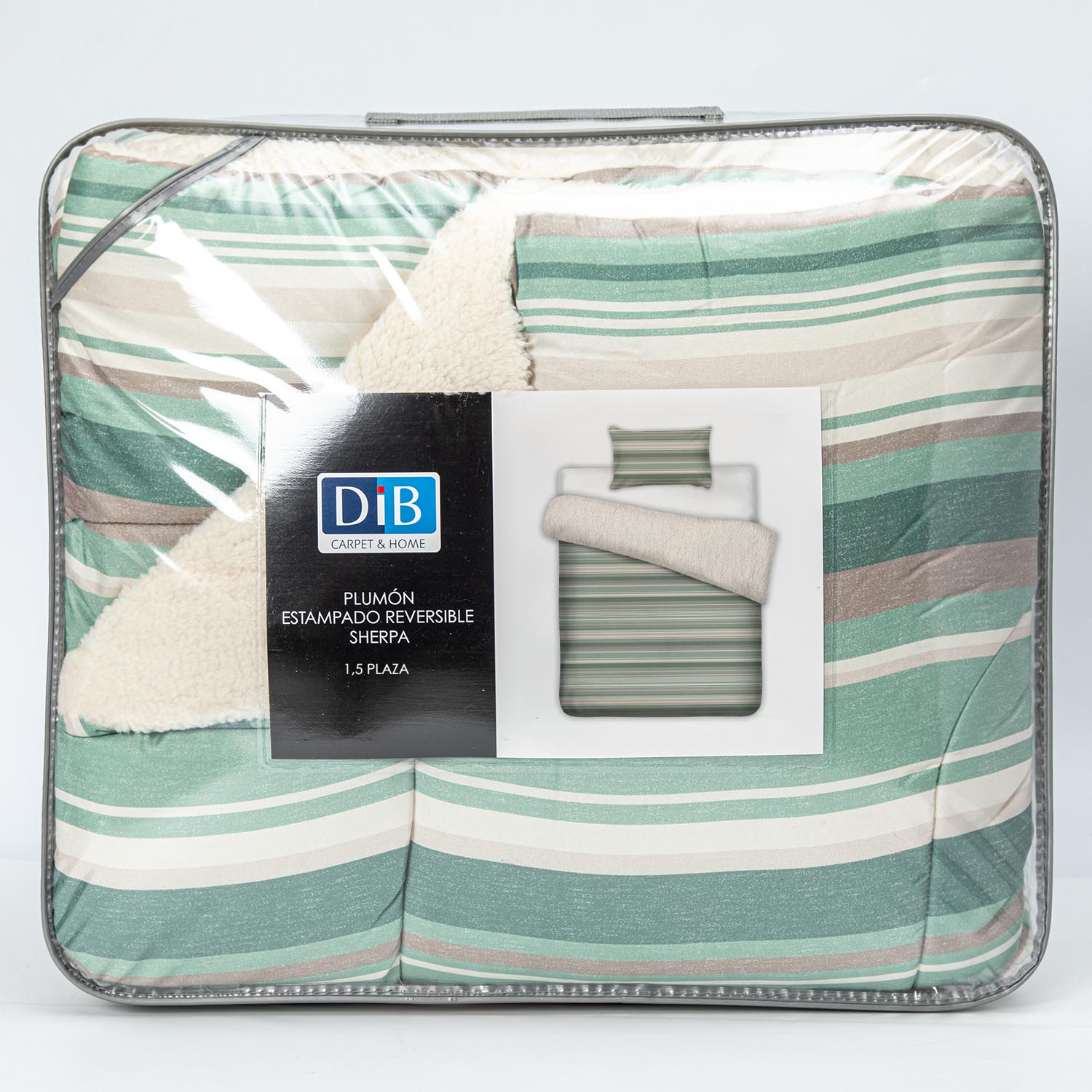 Plumon  Reversible Sherpa 1.5 Plaza Lineas Verde DIB