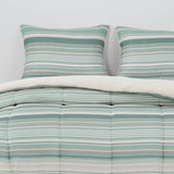 Plumon  Reversible Sherpa 2 Plazas Lineas Verde DIB