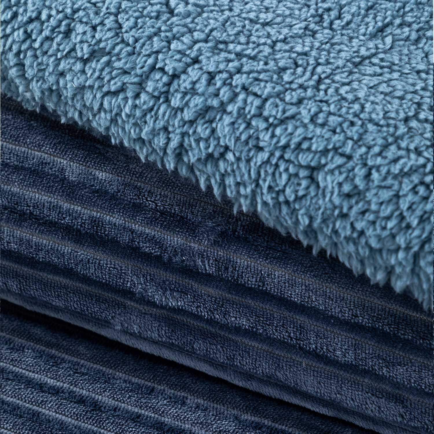 Cobertor  Reversible Sherpa 2 Plazas Cotelón Azul DIB