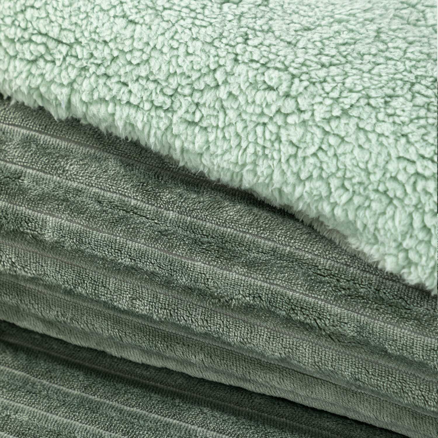 Cobertor  Reversible Sherpa 2 Plazas Cotelón Verde DIB