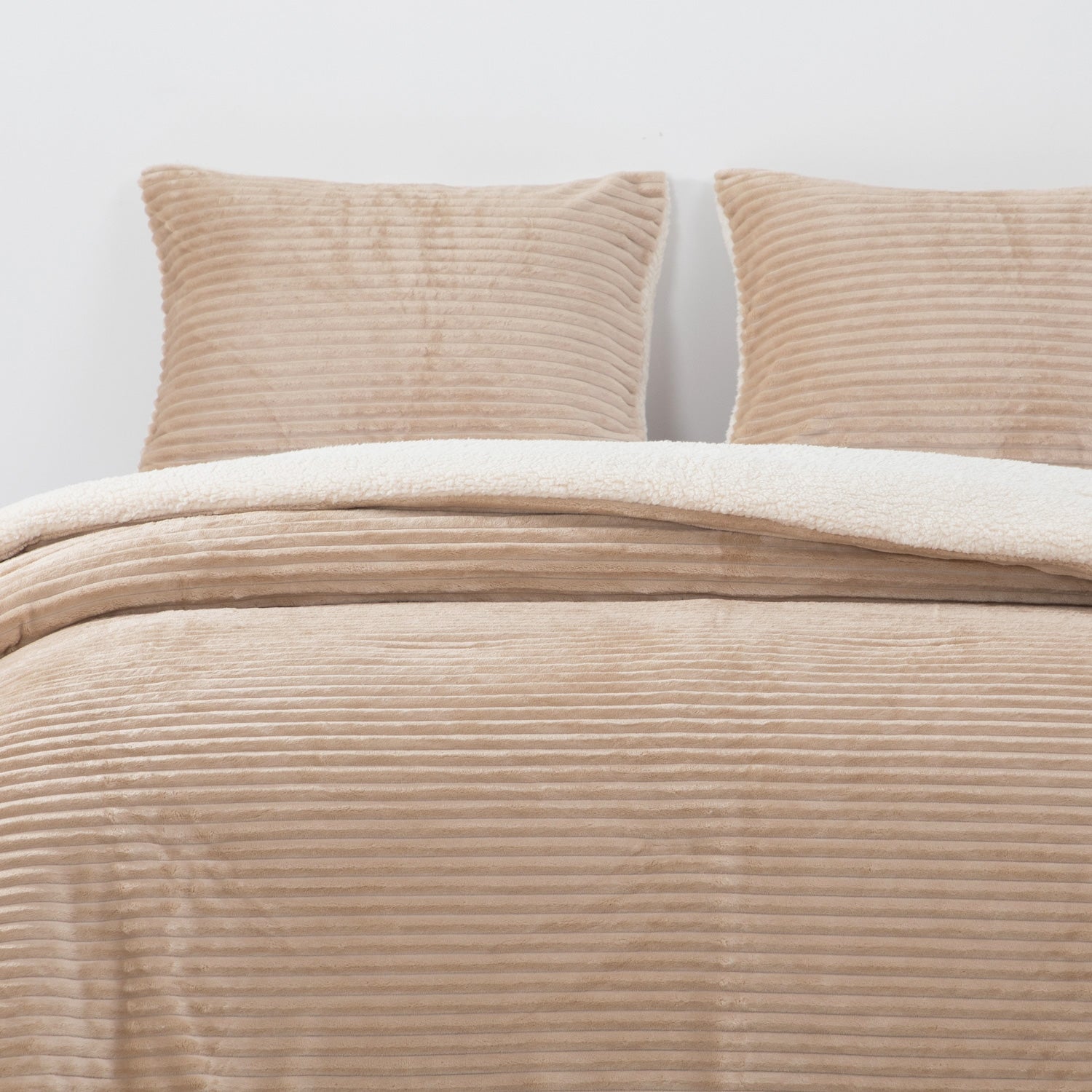 Cobertor  Reversible Sherpa 2 Plazas Cotelón Beige DIB