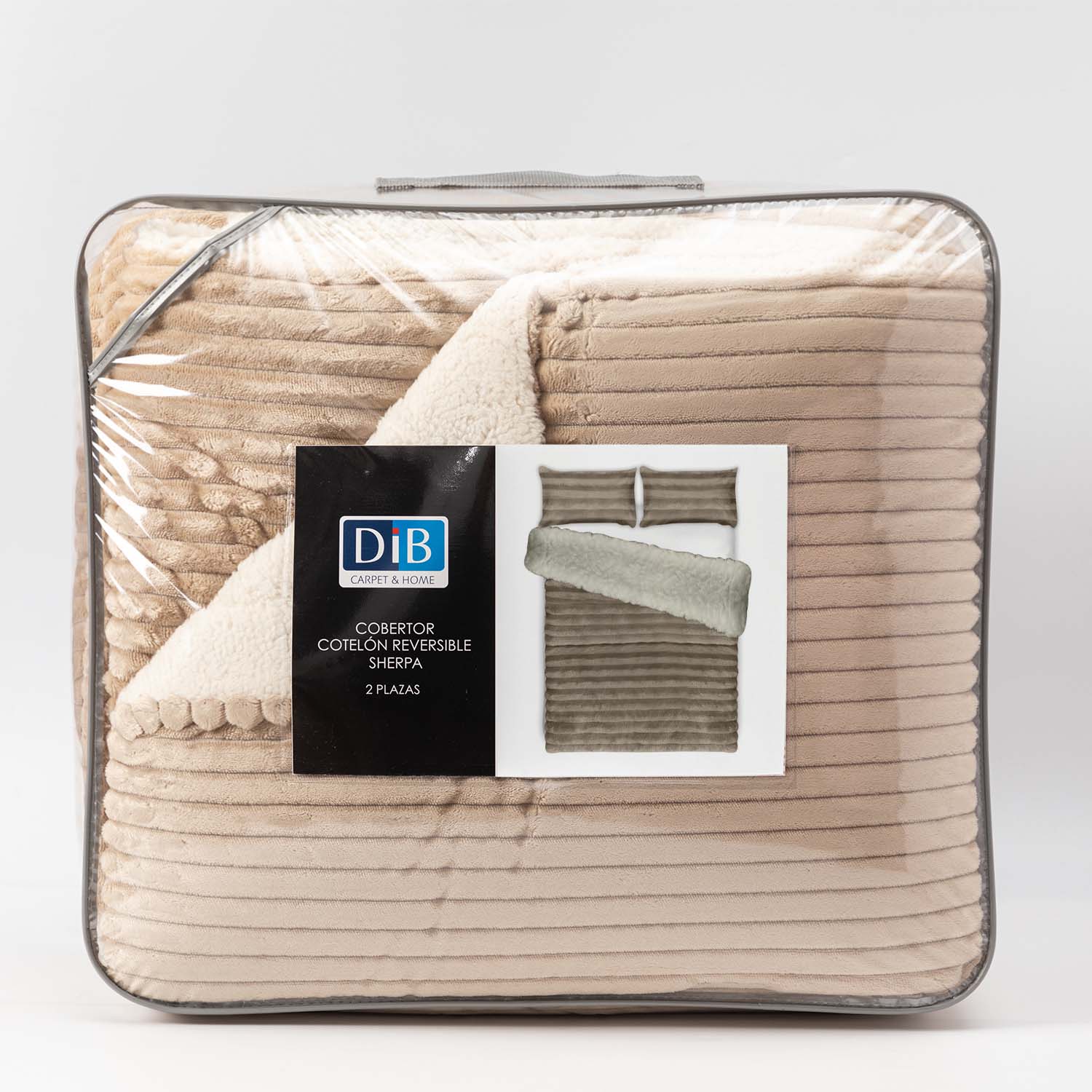Cobertor  Reversible Sherpa 2 Plazas Cotelón Beige DIB