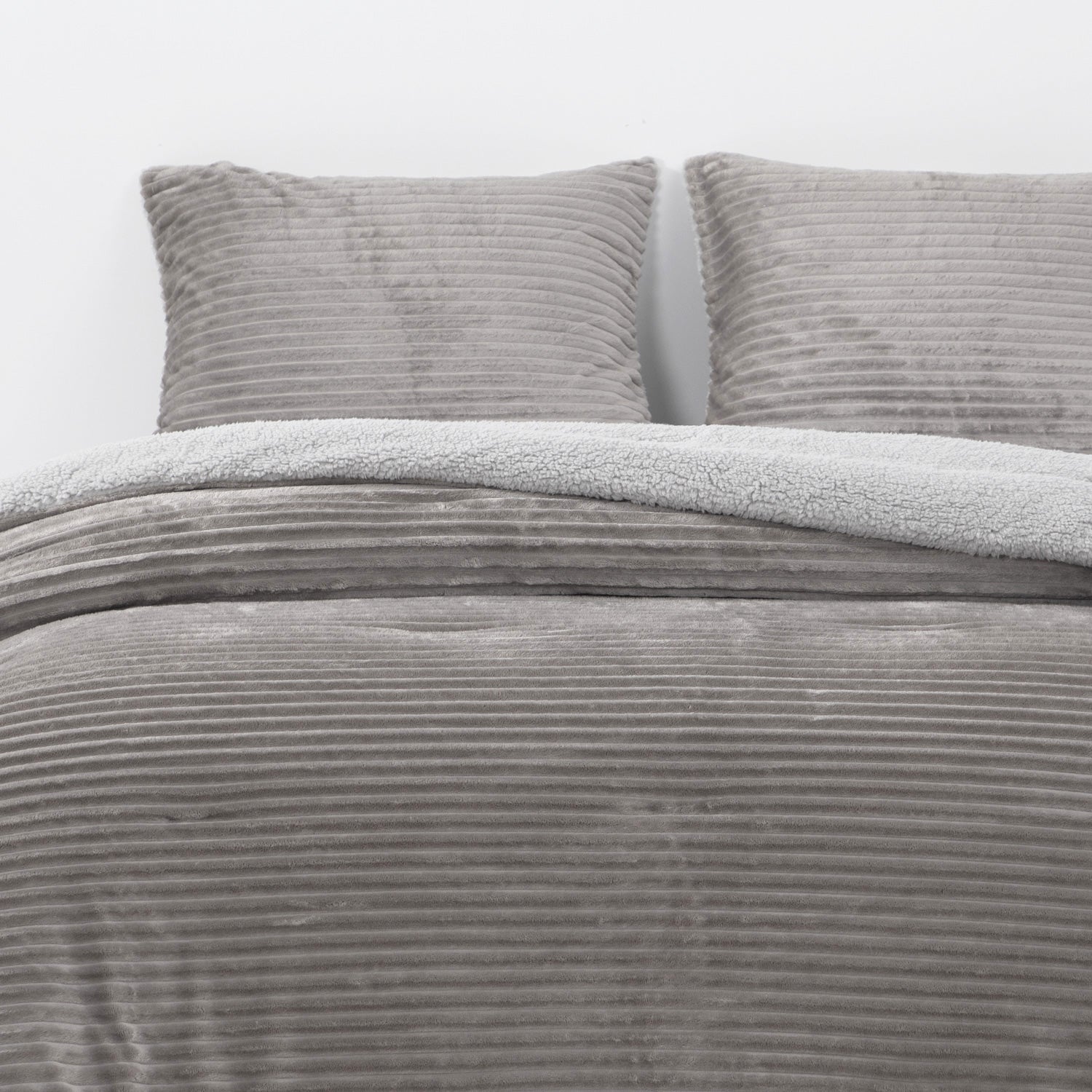 Cobertor  Reversible Sherpa 2 Plazas Cotelón Gris DIB