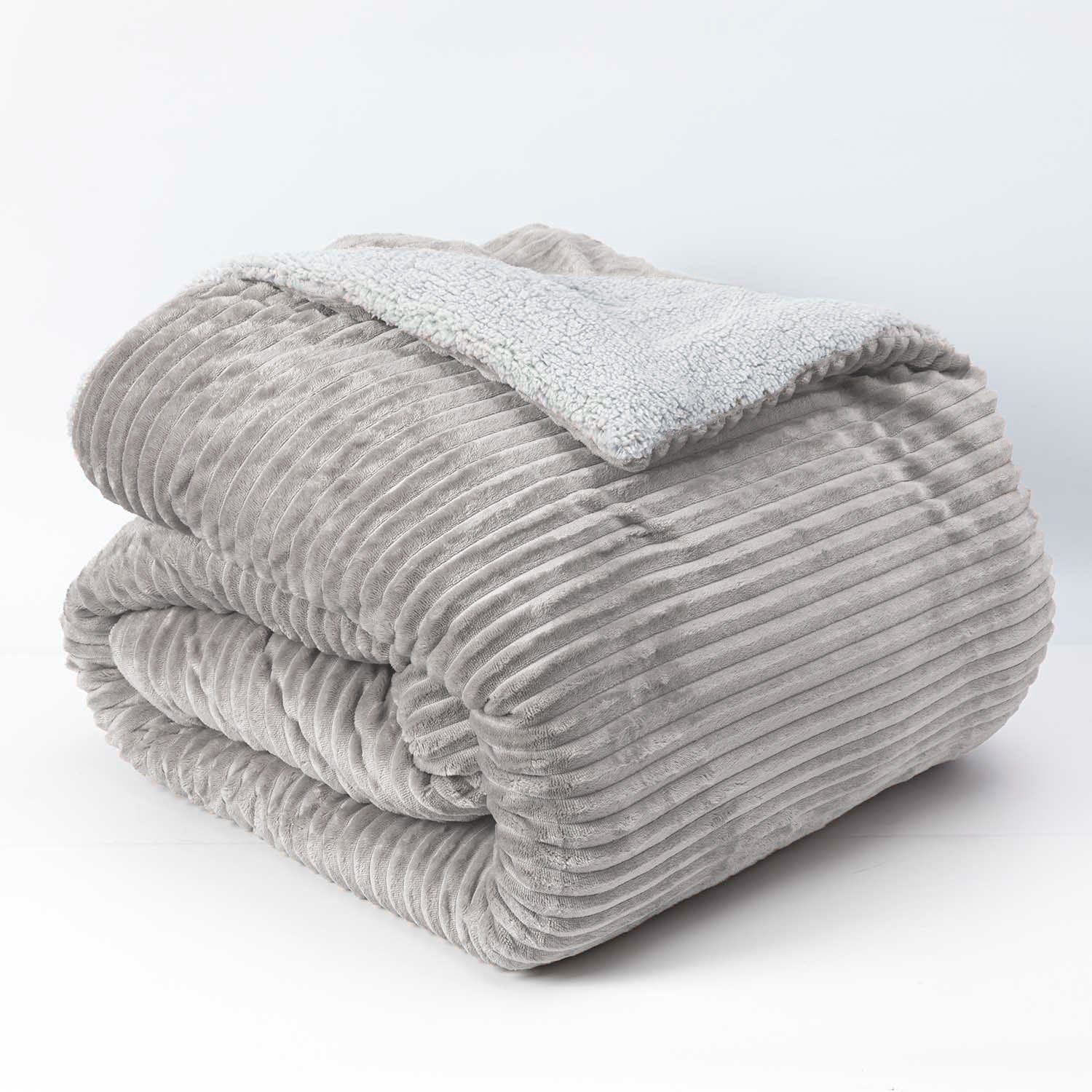 Cobertor  Reversible Sherpa 2 Plazas Cotelón Gris DIB