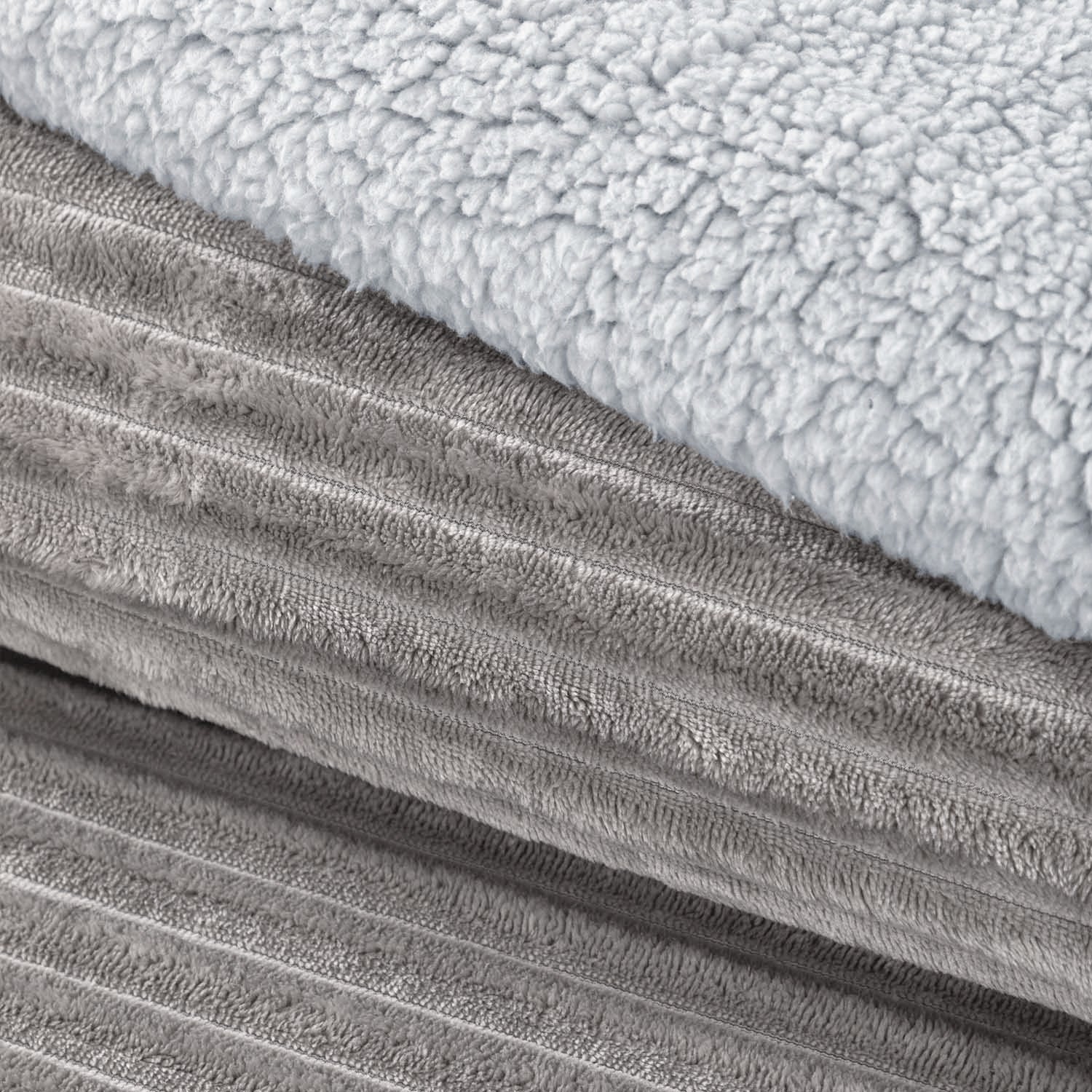 Cobertor  Reversible Sherpa 2 Plazas Cotelón Gris DIB