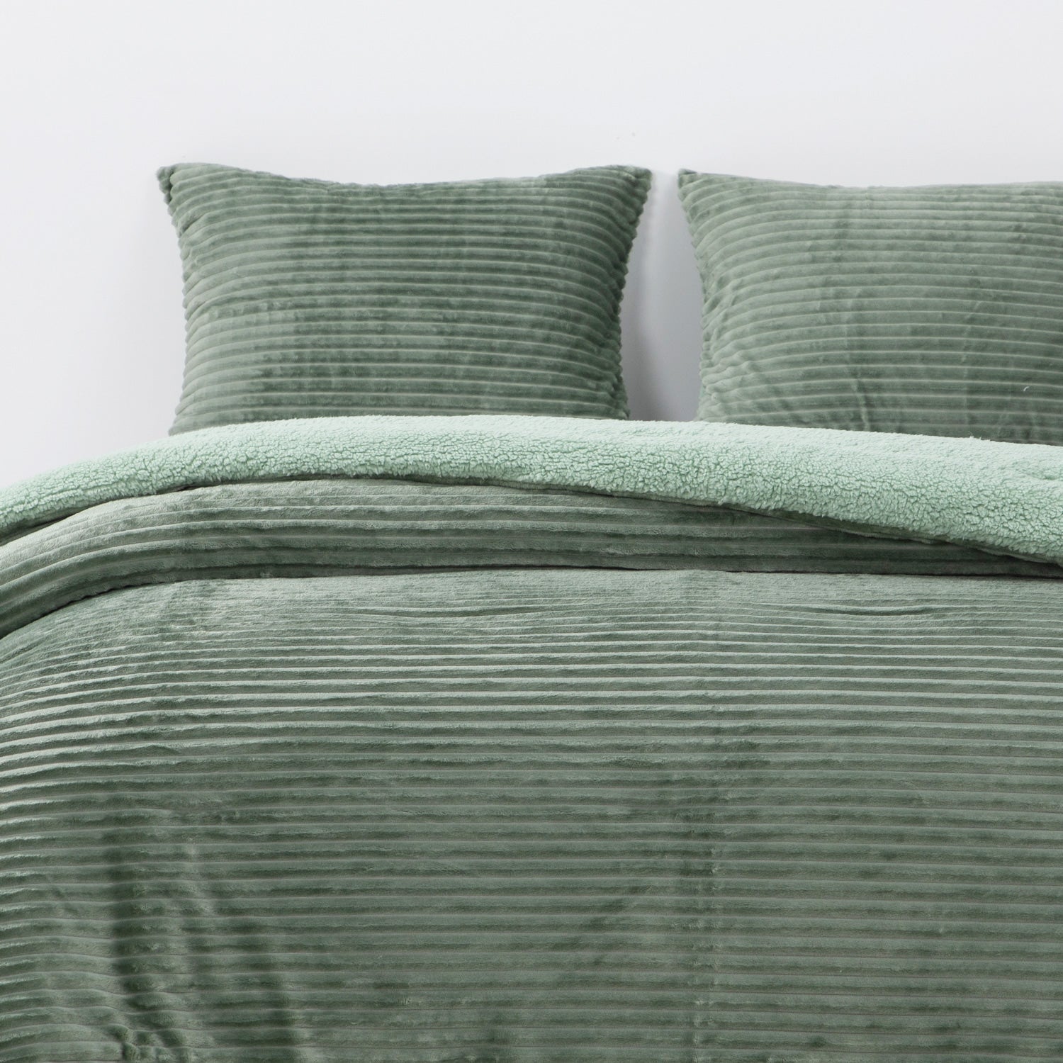 Cobertor  Reversible Sherpa 2 Plazas Cotelón Verde DIB