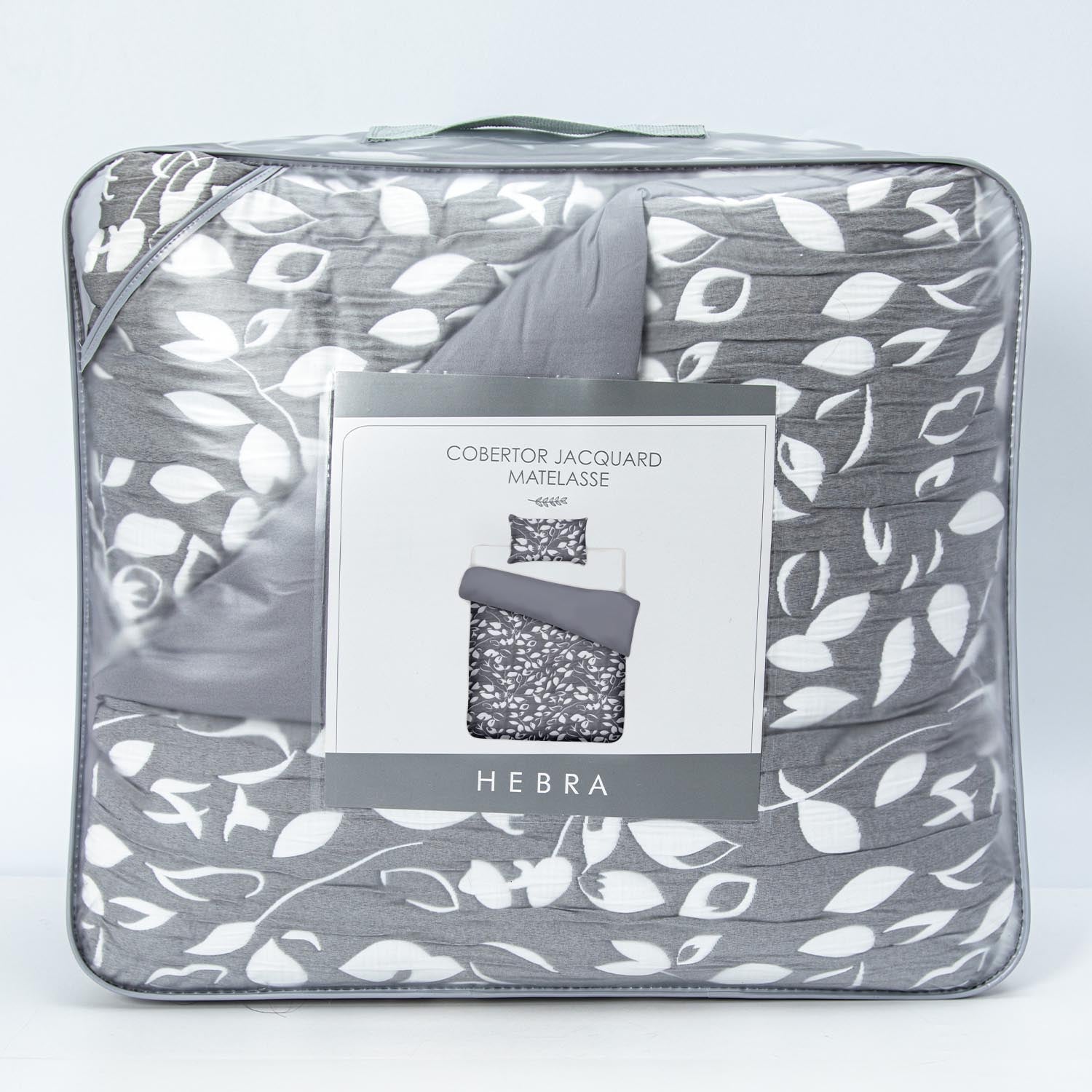 Cobertor Jacquard 1.5P Hojas Gris DIB