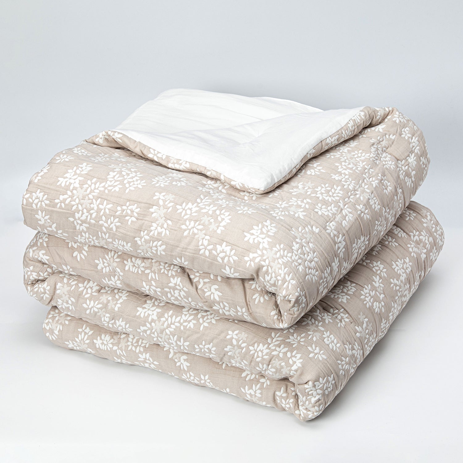 Cobertor Floral 2P Flores Beige Hebra