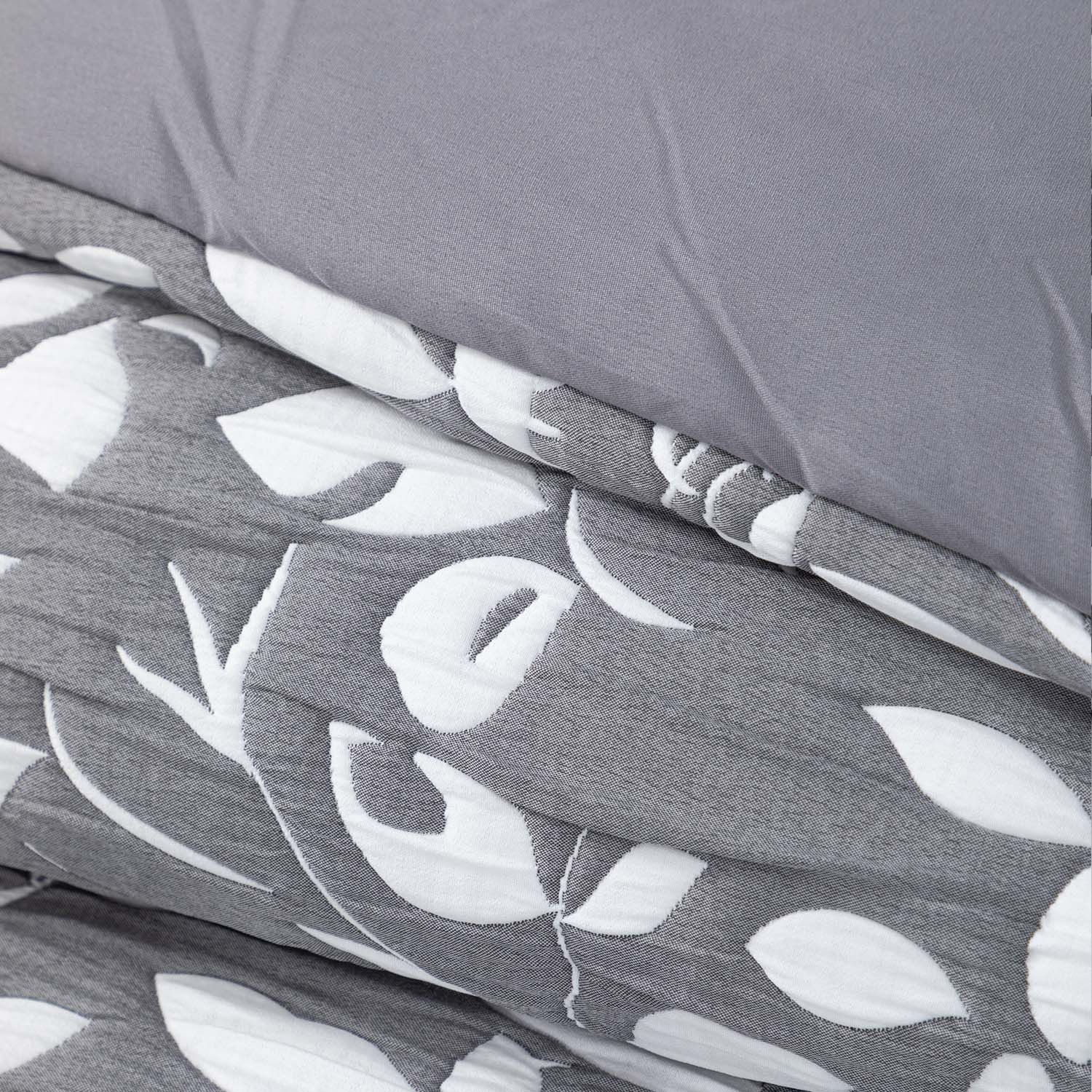 Cobertor Jacquard King Hojas Gris DIB