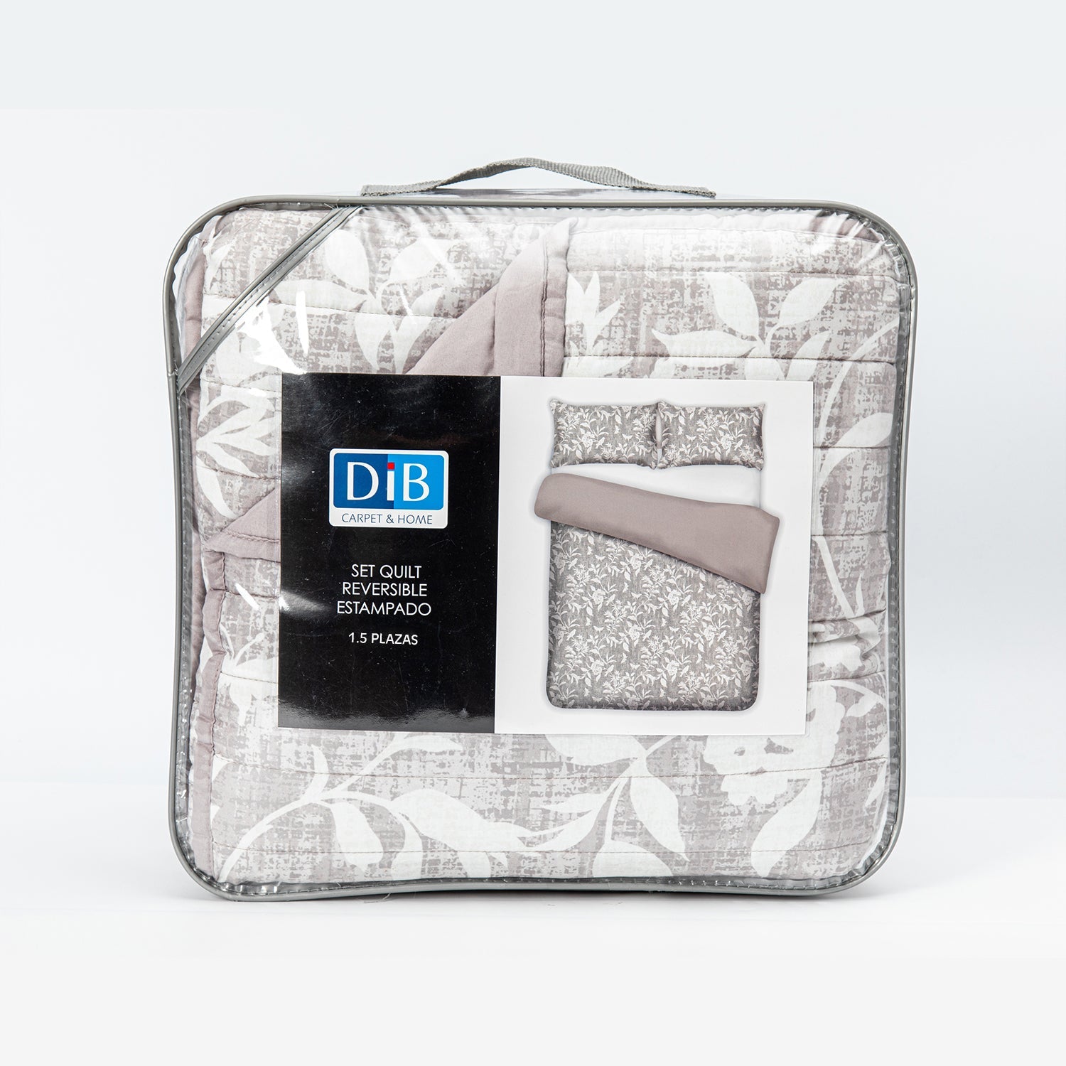 Quilt Reversible Estam 1.5P Flores Gris DIB