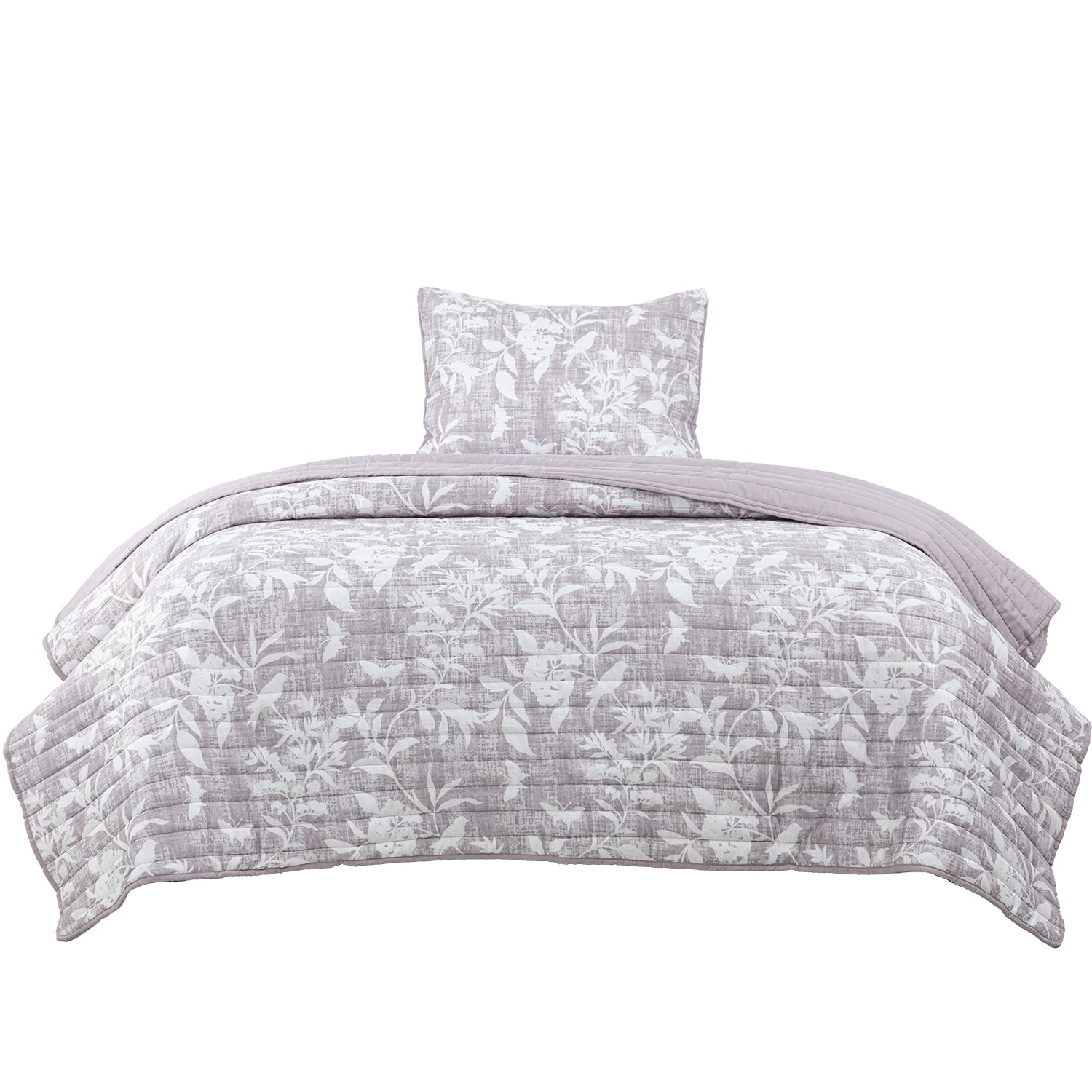 Quilt Reversible Estam 1.5P Flores Gris DIB