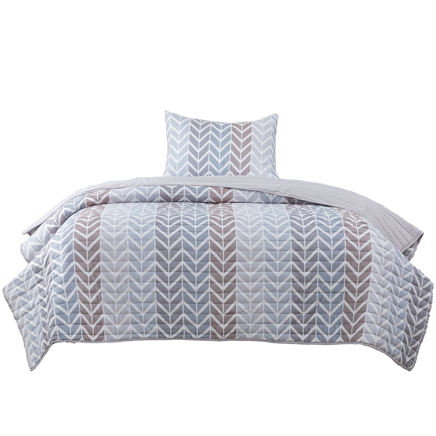 Quilt Reversible Estam 1.5P Zigzag Beige DIB
