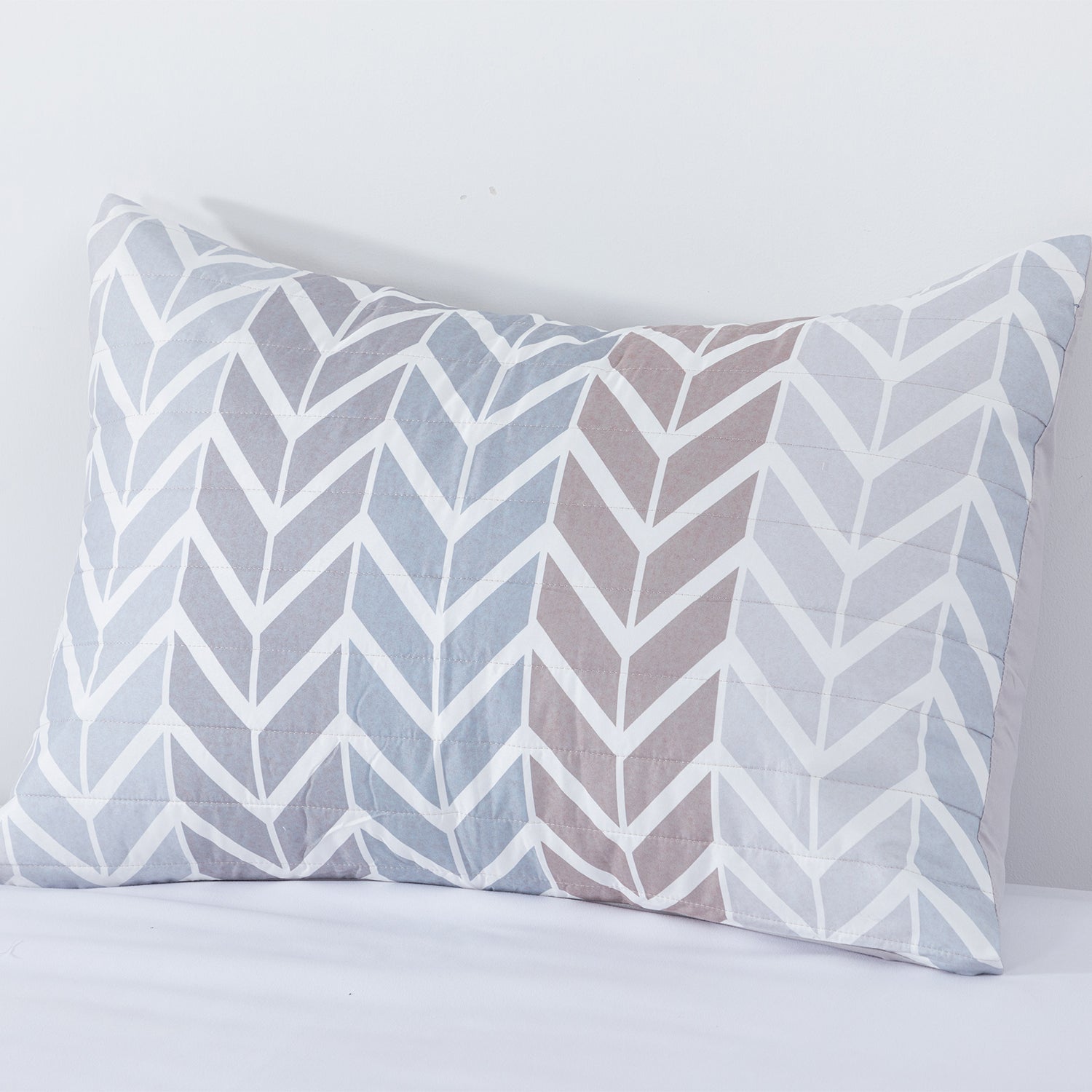 Quilt Reversible Estam 1.5P Zigzag Beige DIB