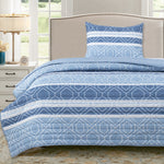 Quilt Reversible Estam 1.5P Rayas Azul DIB