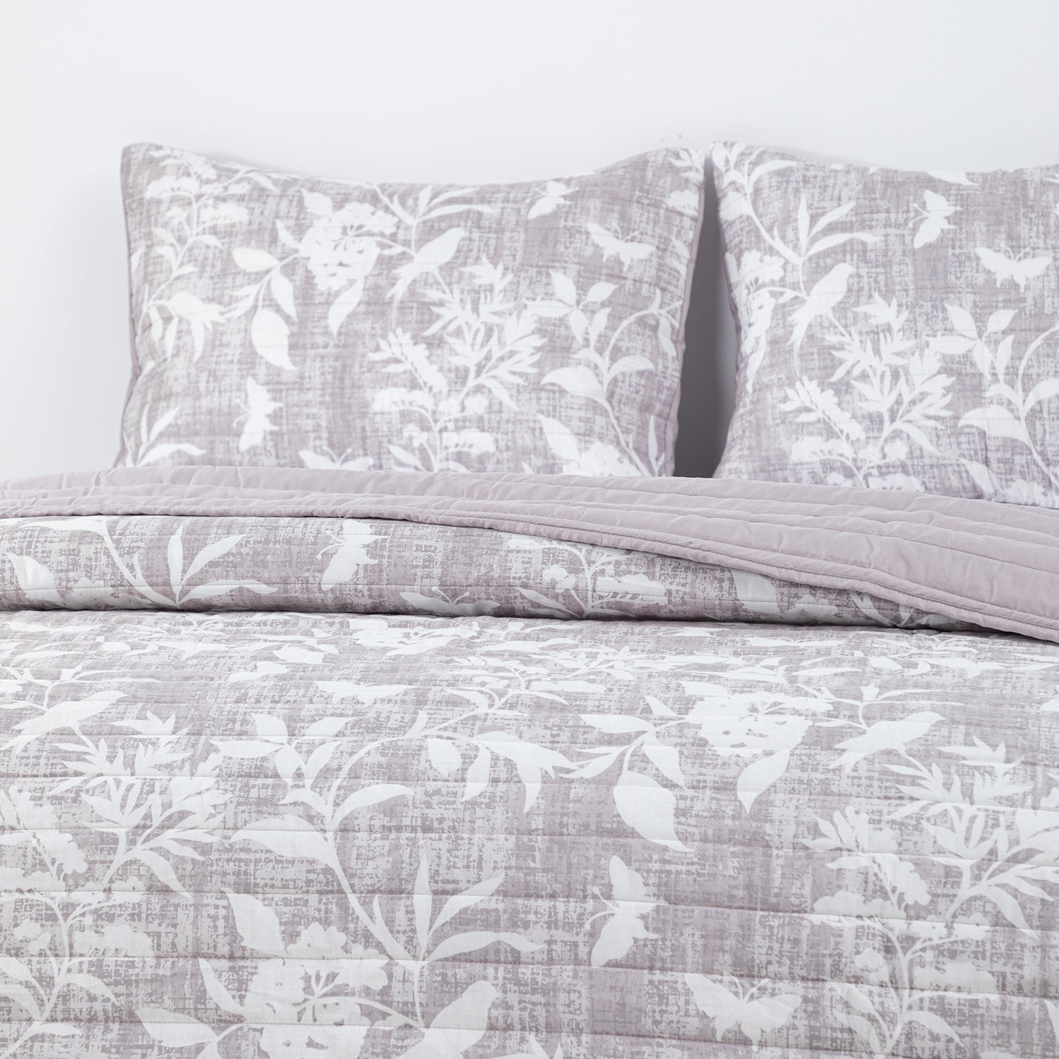 Quilt Reversible Estam 2P Flores Gris DIB