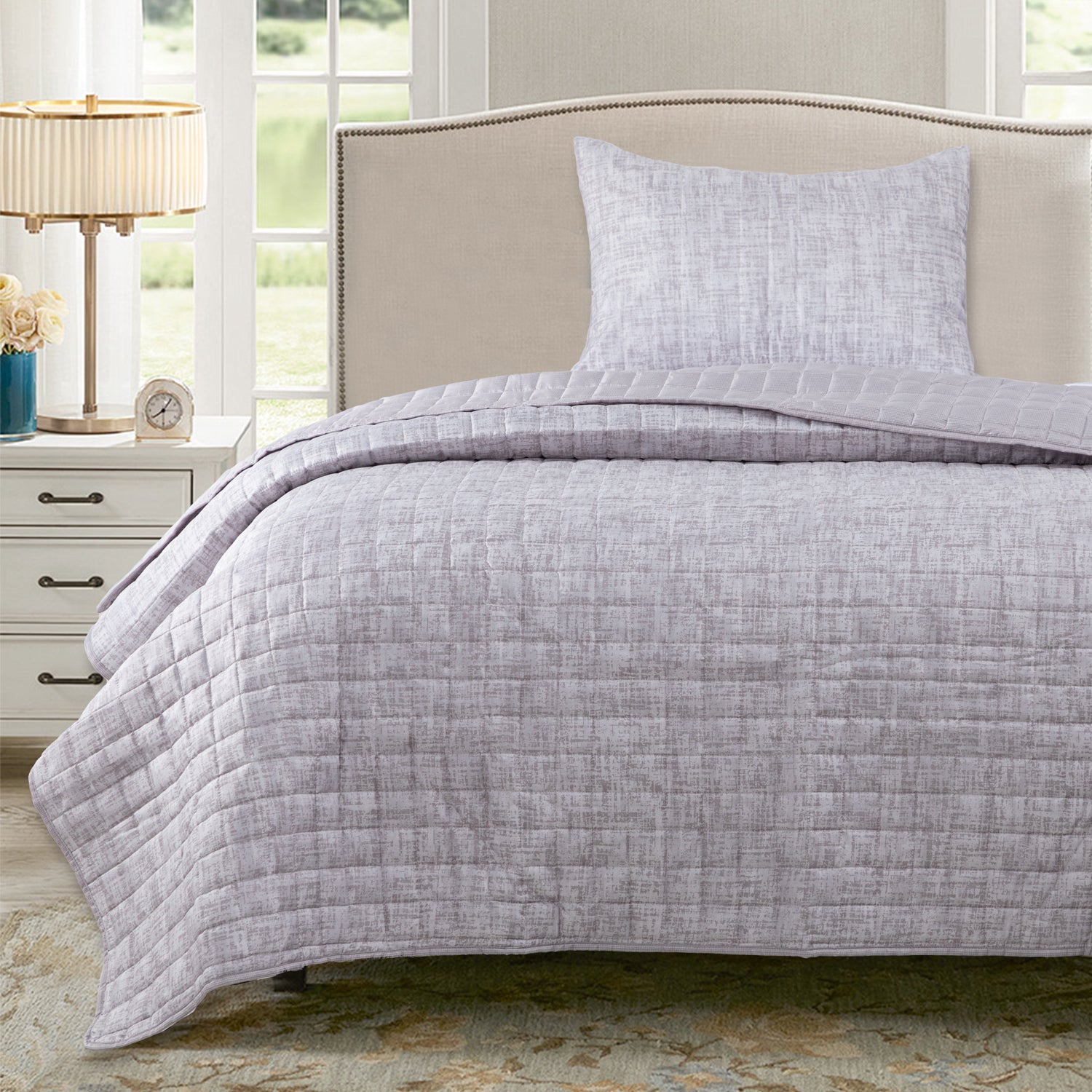 Quilt Reversible Textura 1.5P Gris DIB