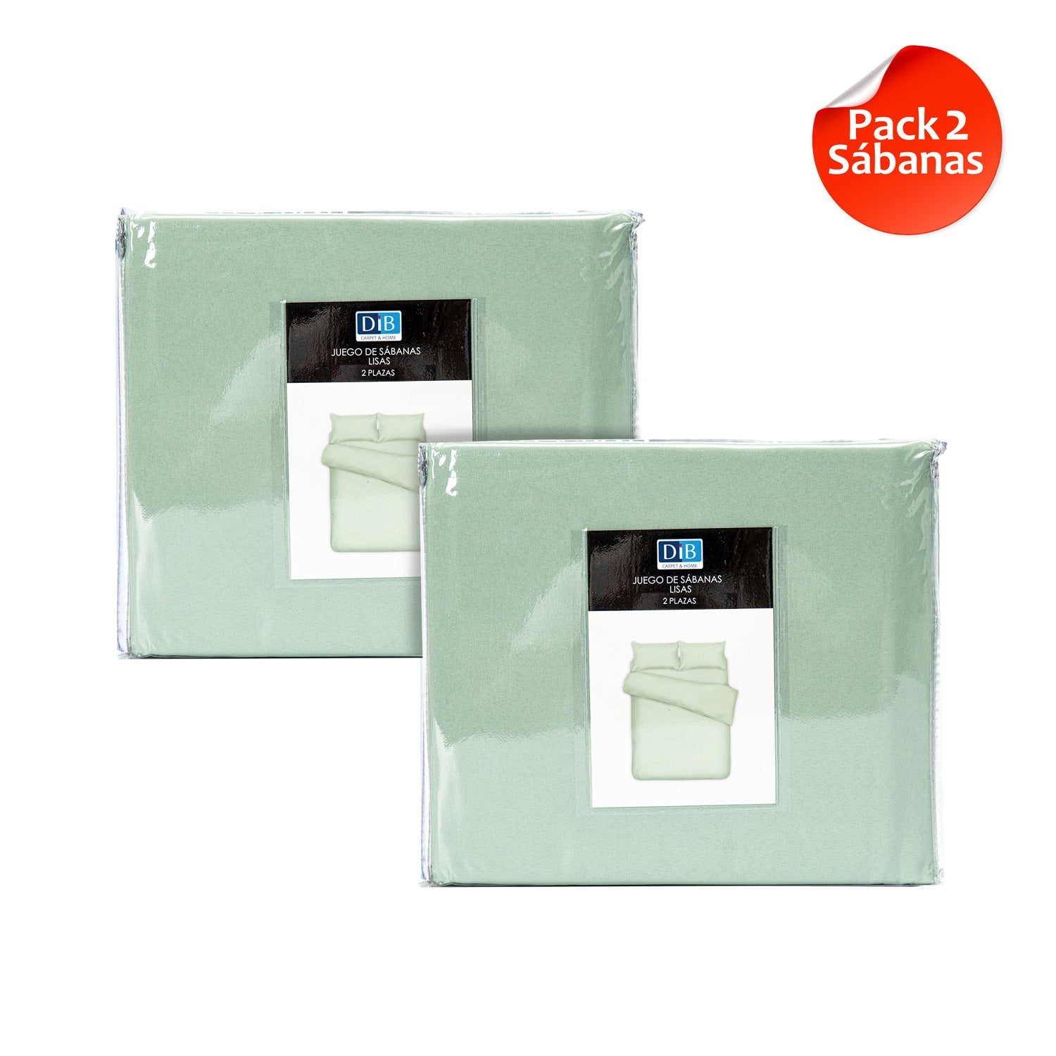 Pack 2 Sabanas Lisas 2P Verde Menta DIB