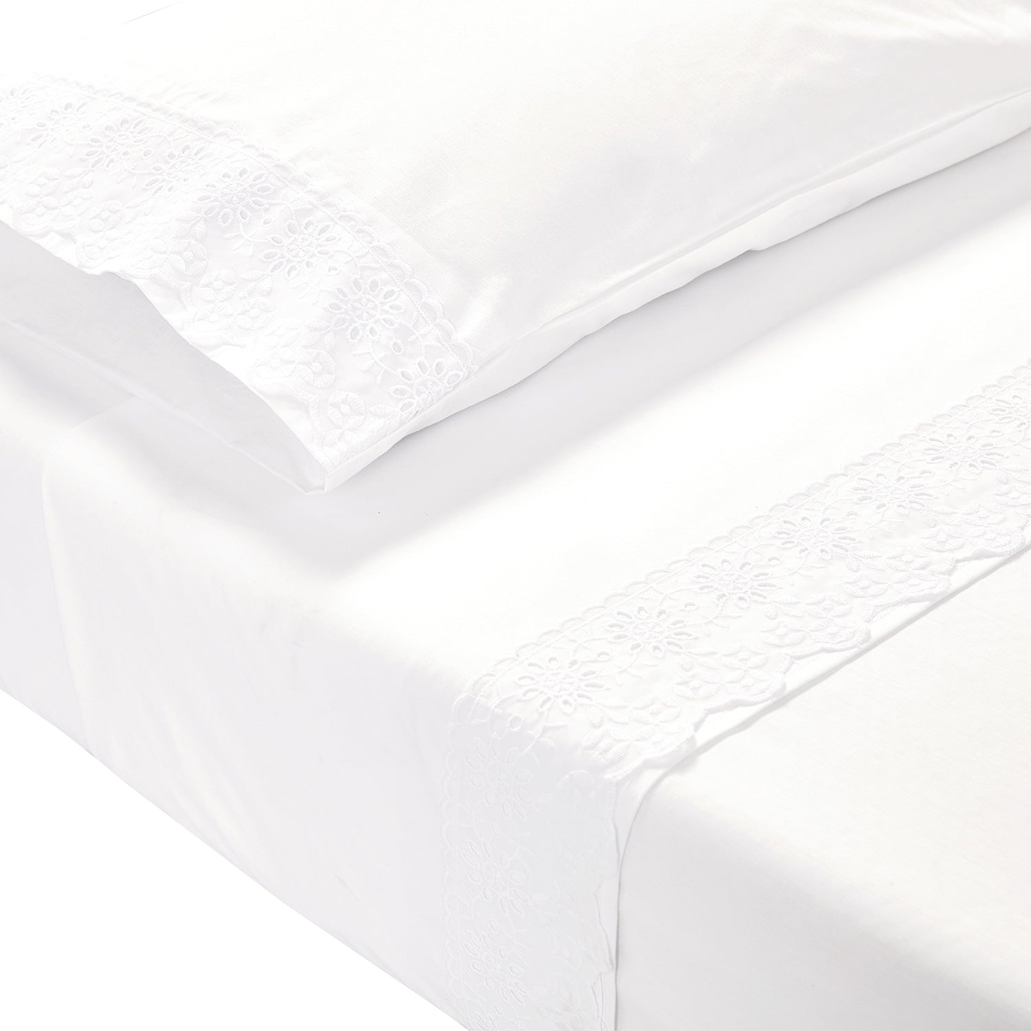 Juego Sabana Broderie Alicante 1.5P 185X270 Blanco DIB
