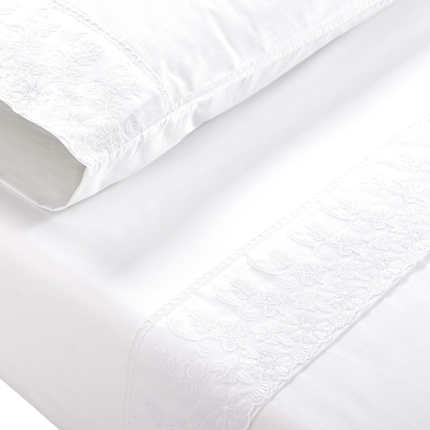 Juego Sabana Broderie Pamplona 1.5P 185X270 Blanco DIB