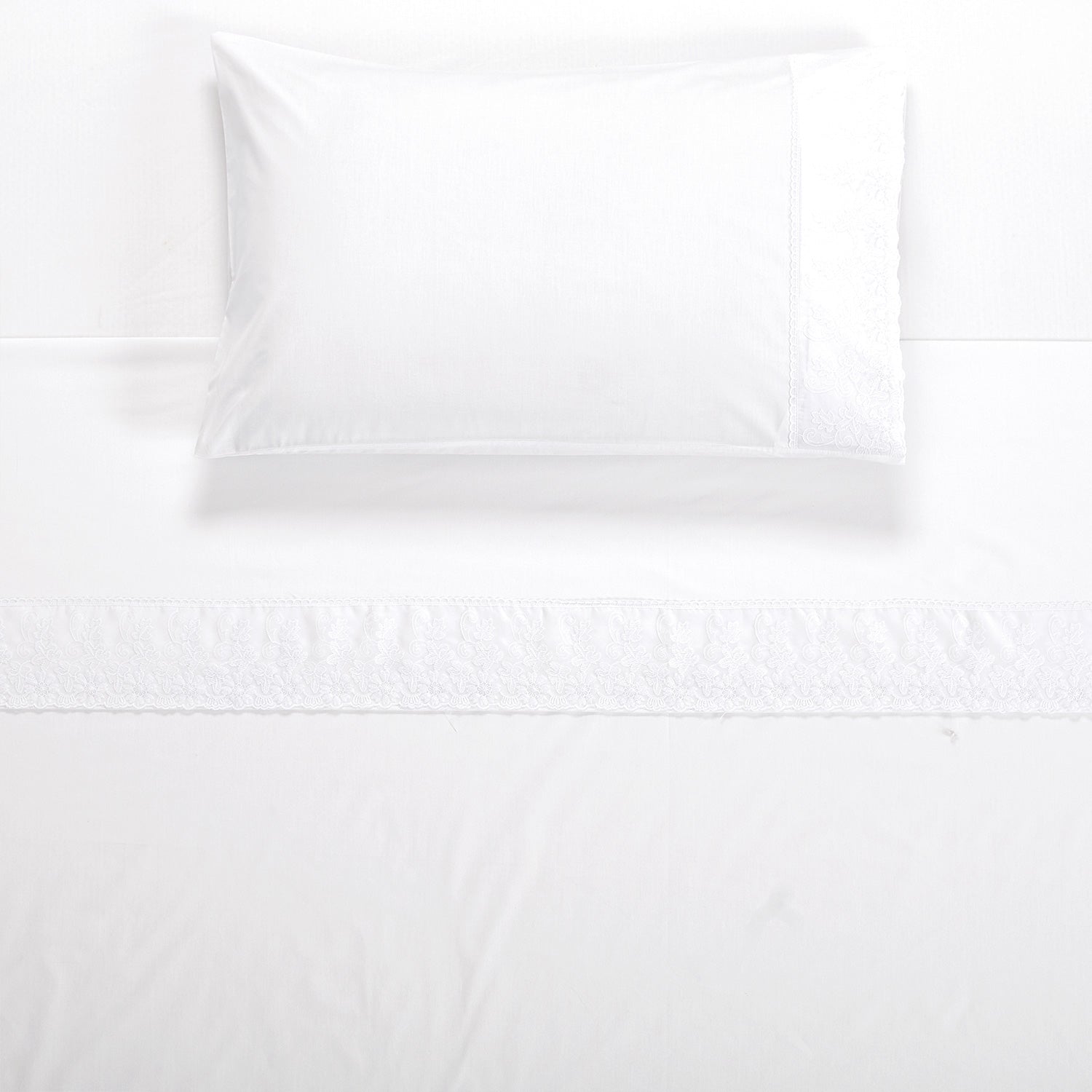 Juego Sabana Broderie Pamplona 1.5P 185X270 Blanco DIB