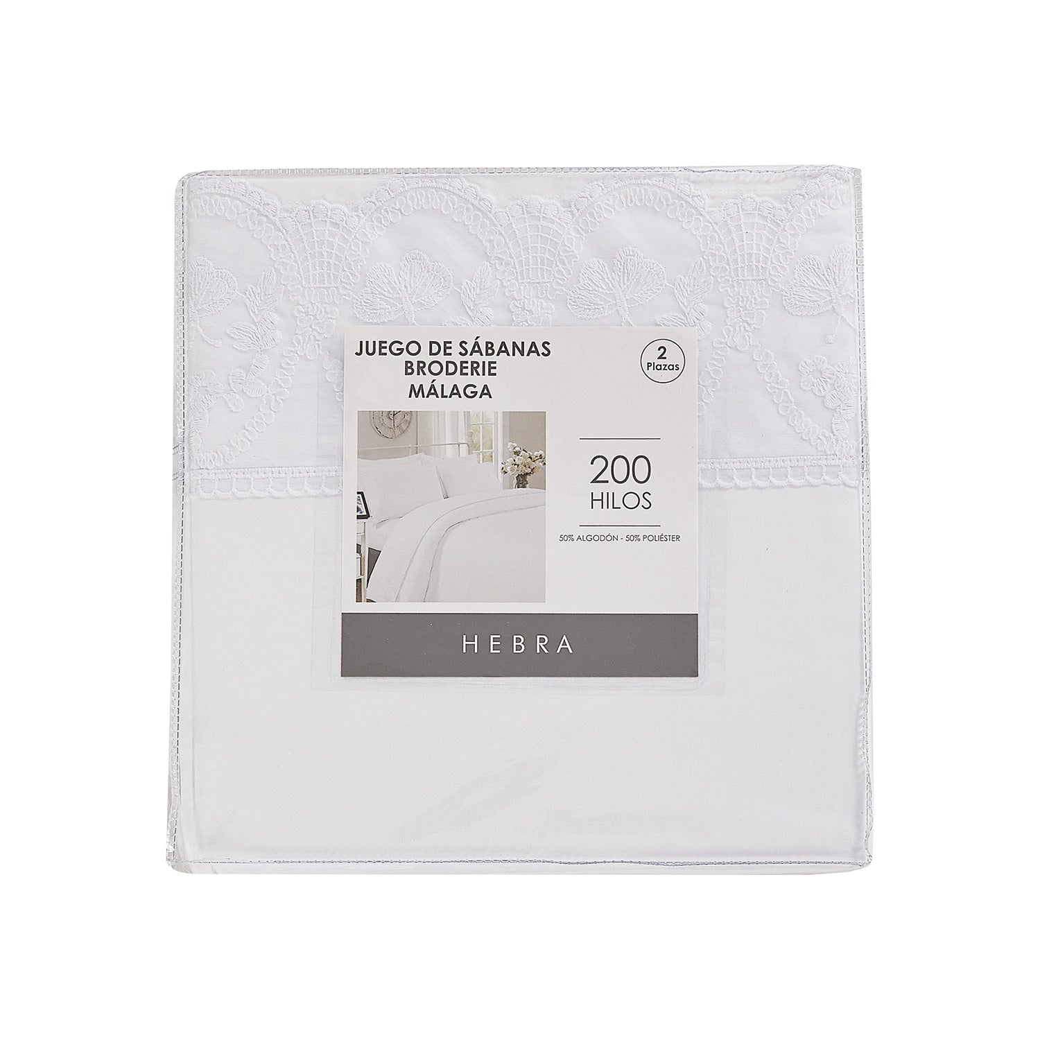 Juego Sabana Broderie Malaga 2P 240X270 Blanco DIB