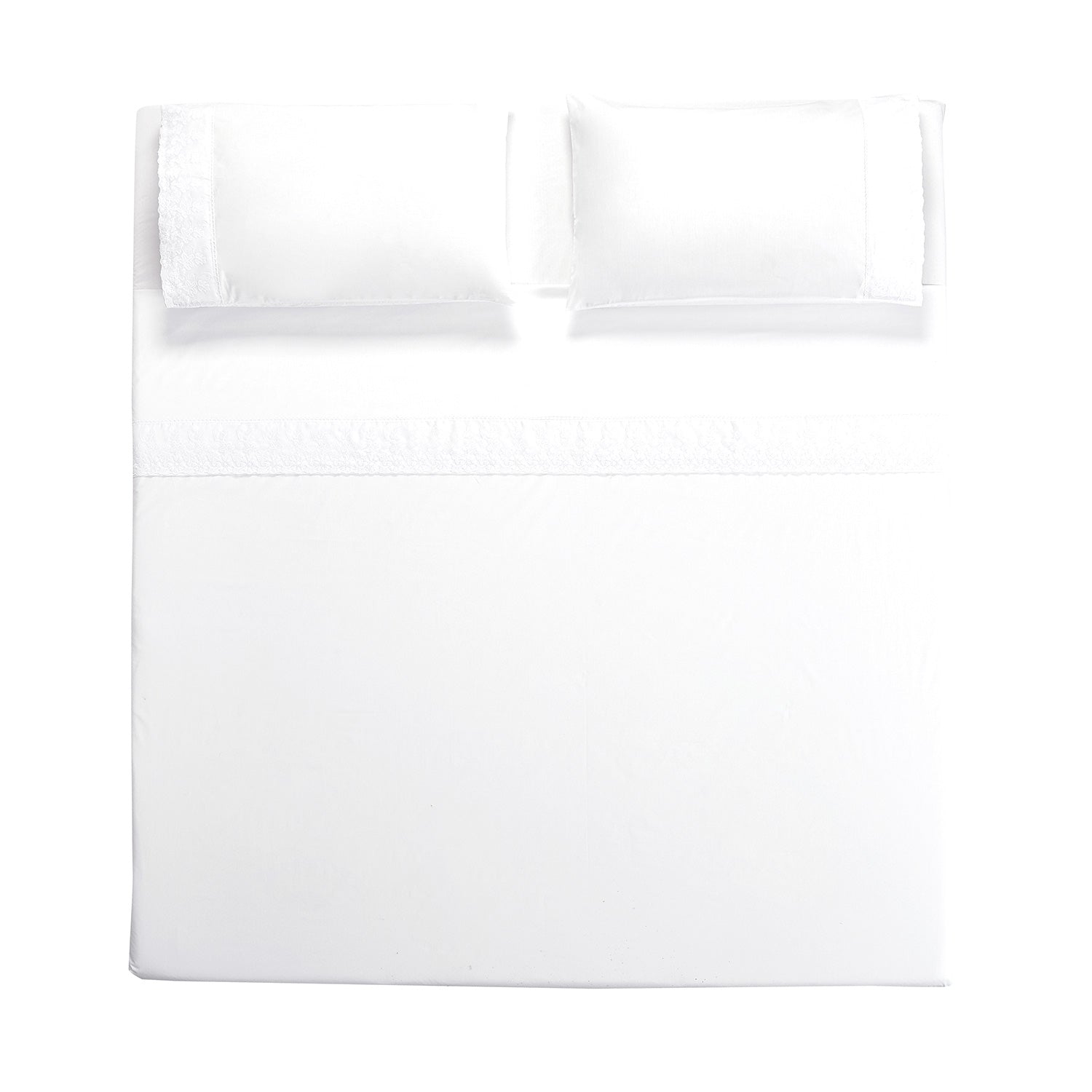 Juego Sabana Broderie Pamplona Super King 290X270 Blanco DIB