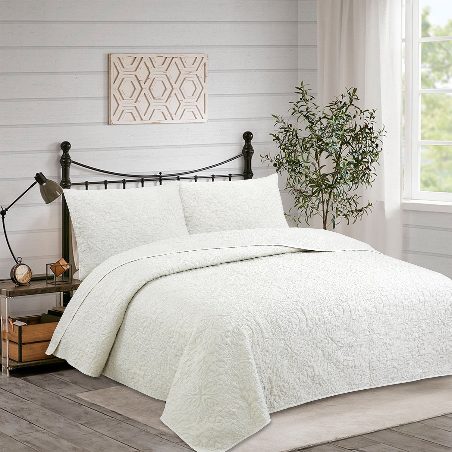 Quilt Hebra Floral 180X240 Natural DIB