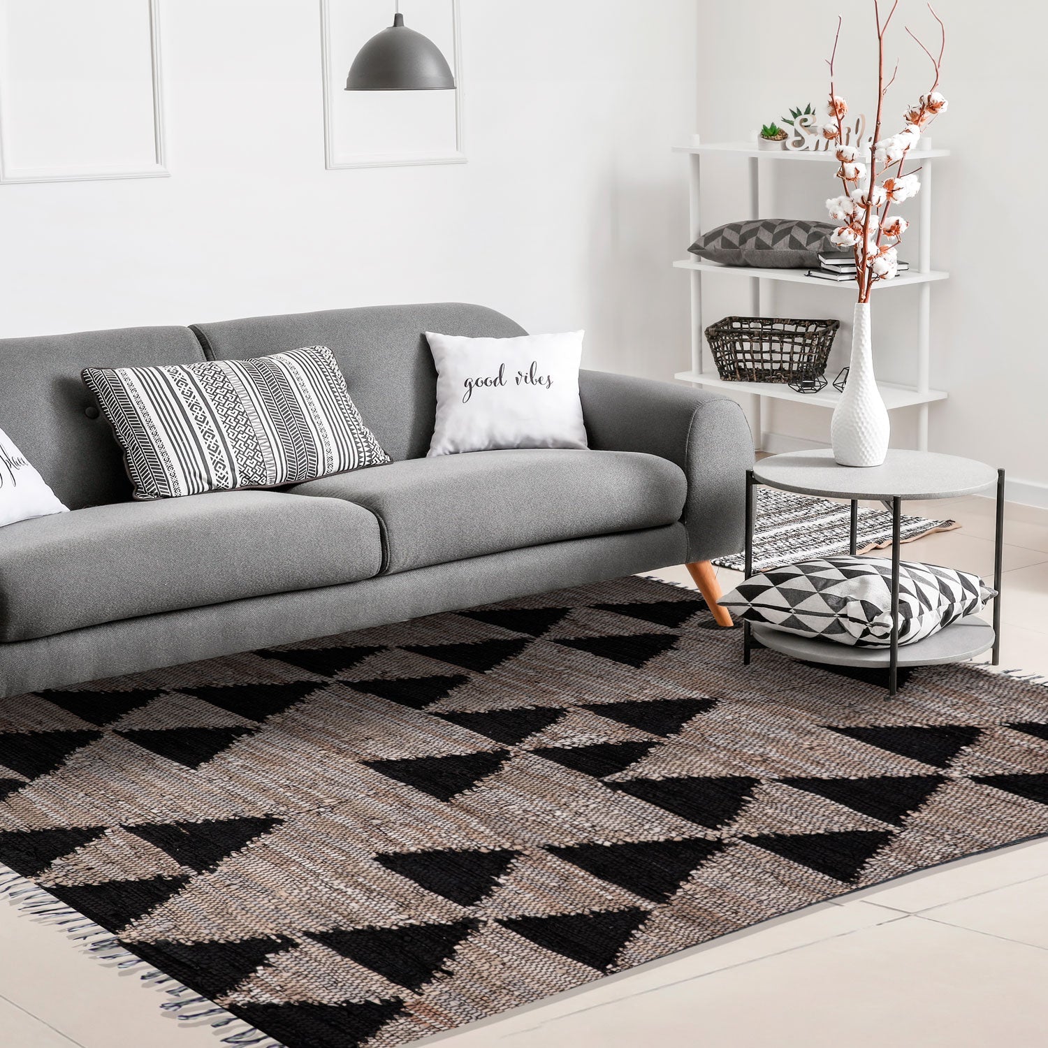 Alfombra Natural Leather Mix 160X230 619 Charcoal DIB