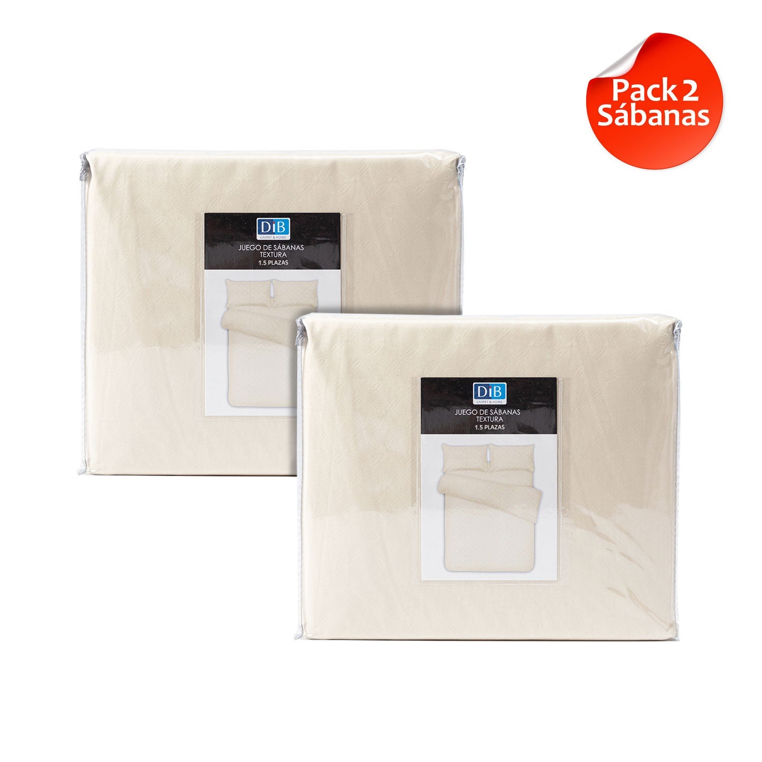 Pack 2 Sabanas Textura 1.5P Beige DIB