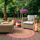 Alfombra de Yute Redonda Malibú Rosa 150x150cm DIB