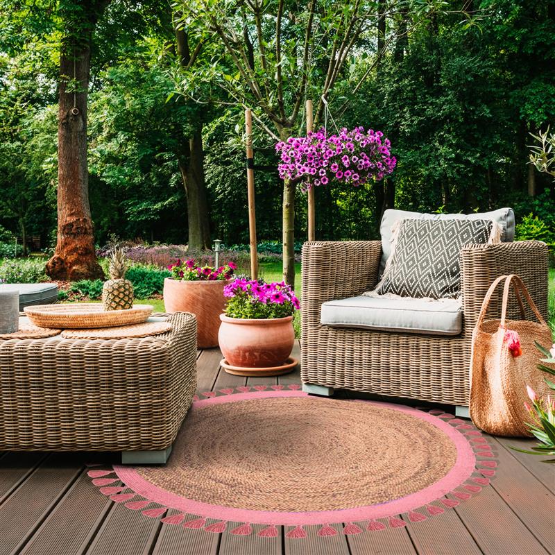 Alfombra de Yute Redonda Malibú Rosa 150x150cm DIB